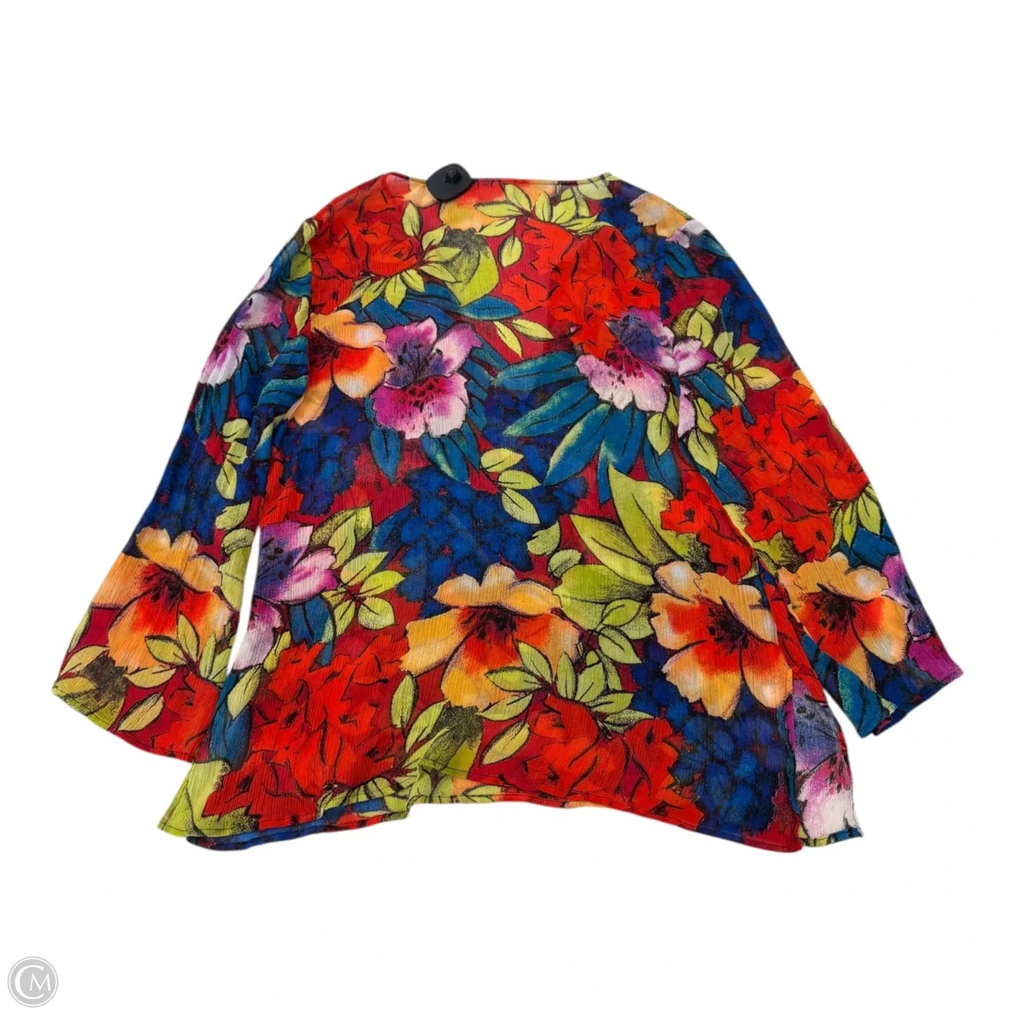 Top 3/4 Sleeve By Chicos In Floral Print, Size: L
