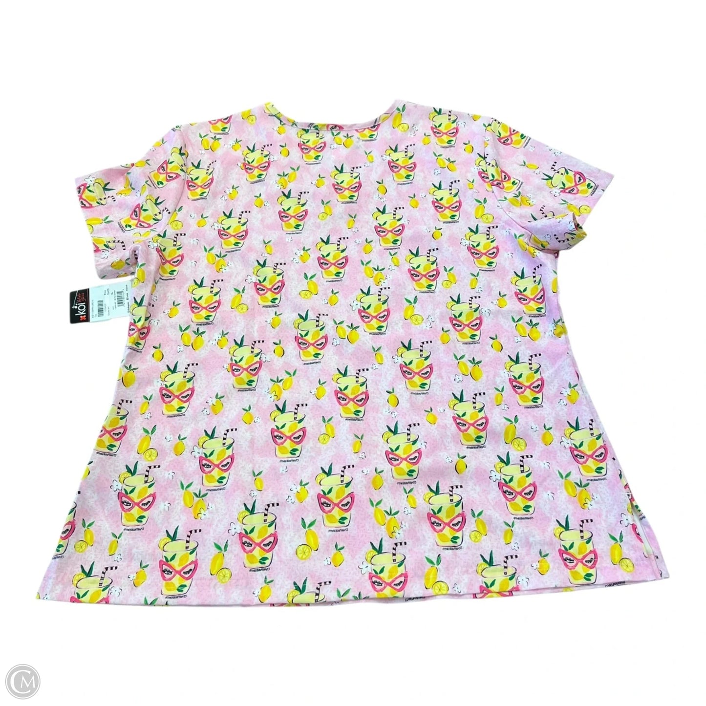 Top Short Sleeve By Clothes Mentor In Pink & Yellow, Size: Xl