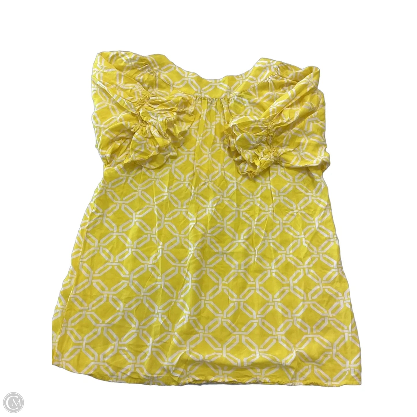 Top 3/4 Sleeve By Escapada Living In White & Yellow, Size: L