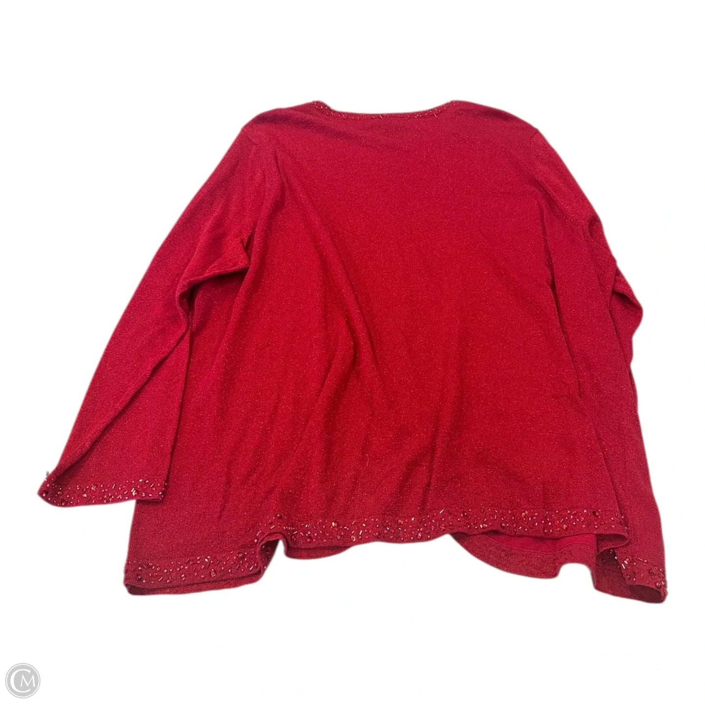 Cardigan By Maggie Barnes In Red, Size: 2x