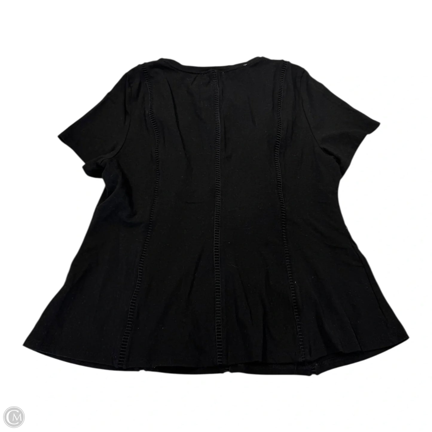 Top Short Sleeve By Carmen By Carmen Marc Valvo In Black, Size: L