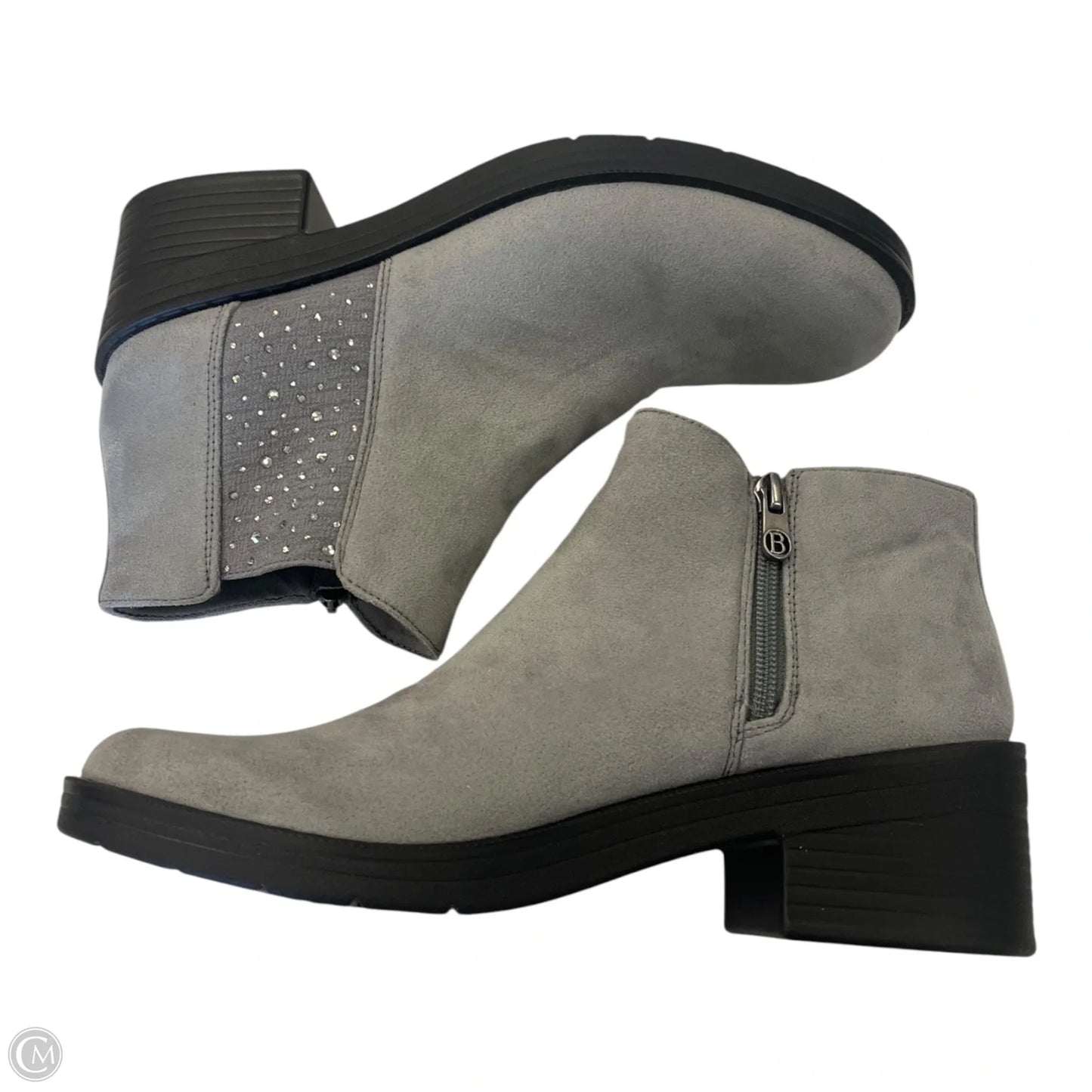 Boots Ankle Heels By Bzees In Grey, Size: 9