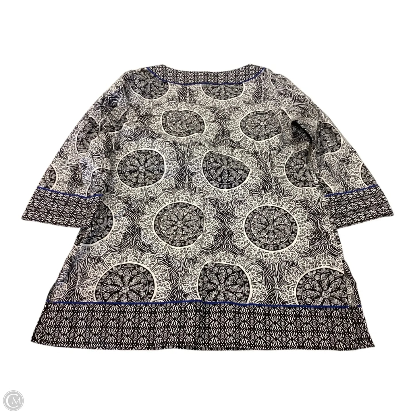 Top Long Sleeve By Dana Buchman In Black & White, Size: L