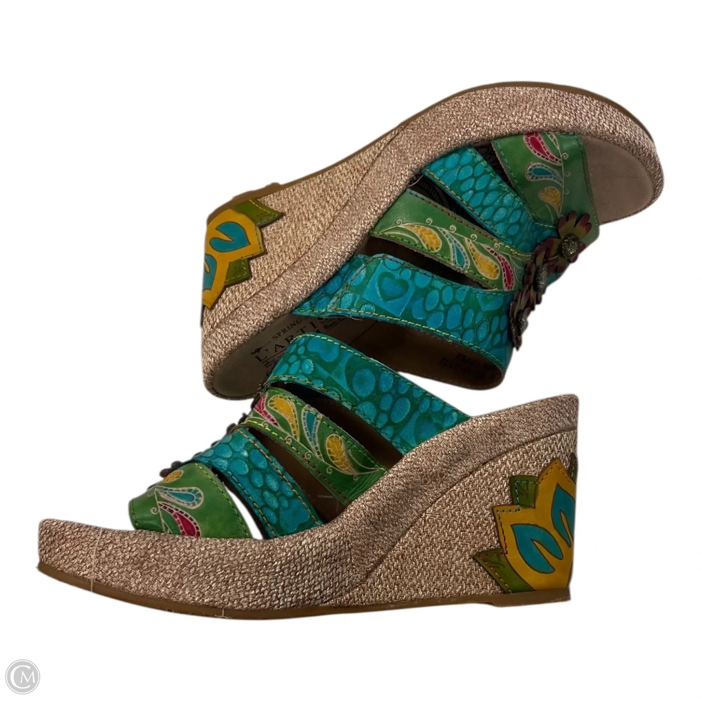 Sandals Heels Block By L Agence In Green, Size: 7.5