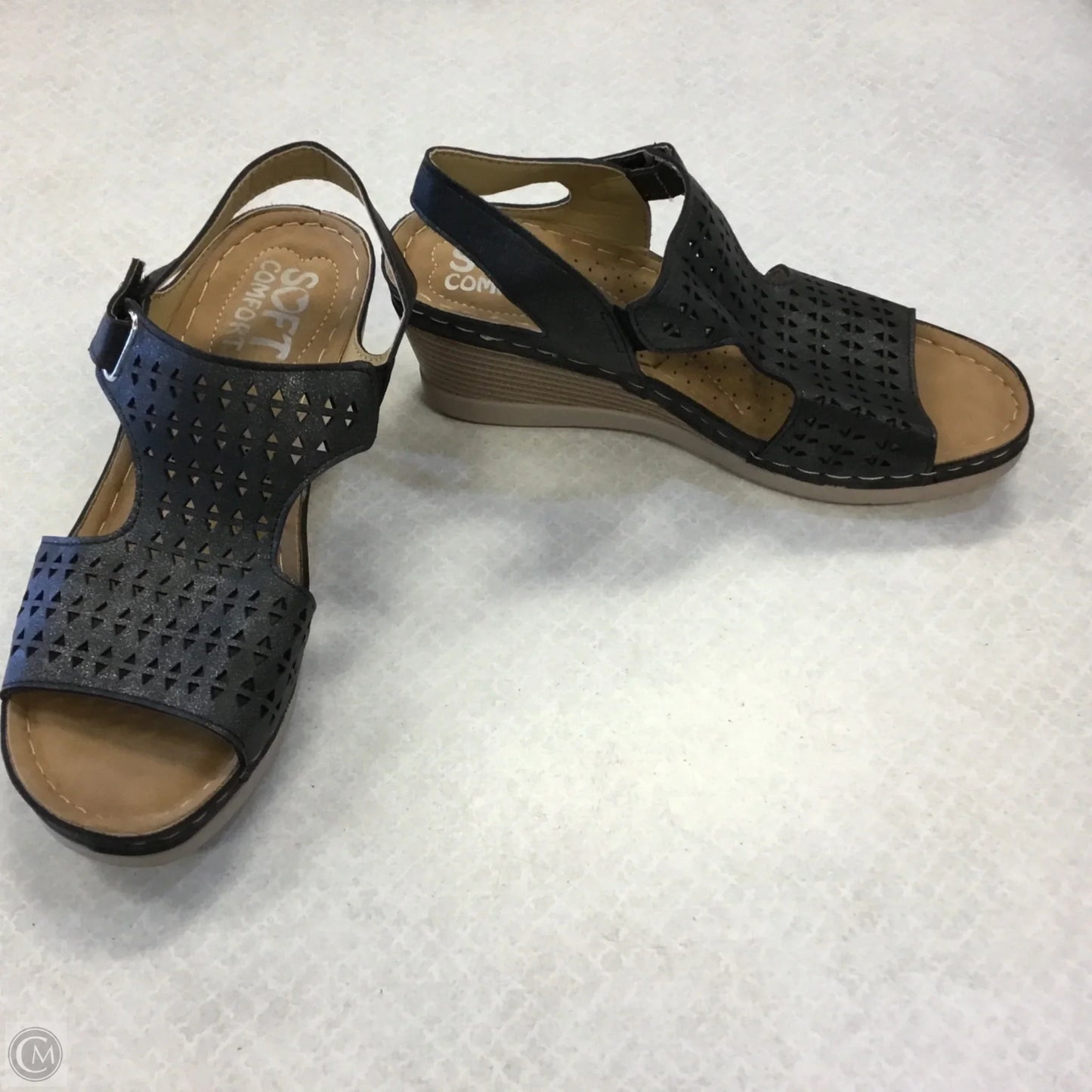 Sandals Heels Wedge By Clothes Mentor In Black, Size: 6