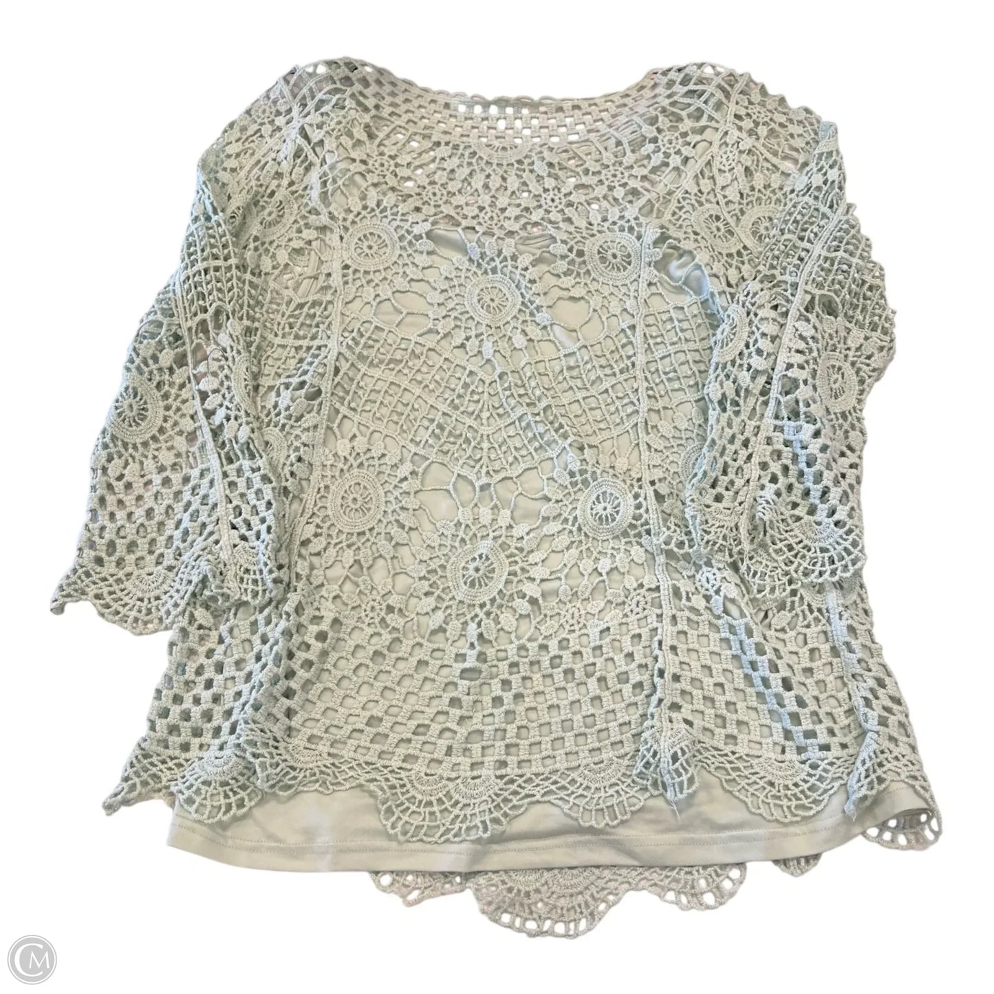 Top 3/4 Sleeve By Ultra Pink In Green, Size: Xl