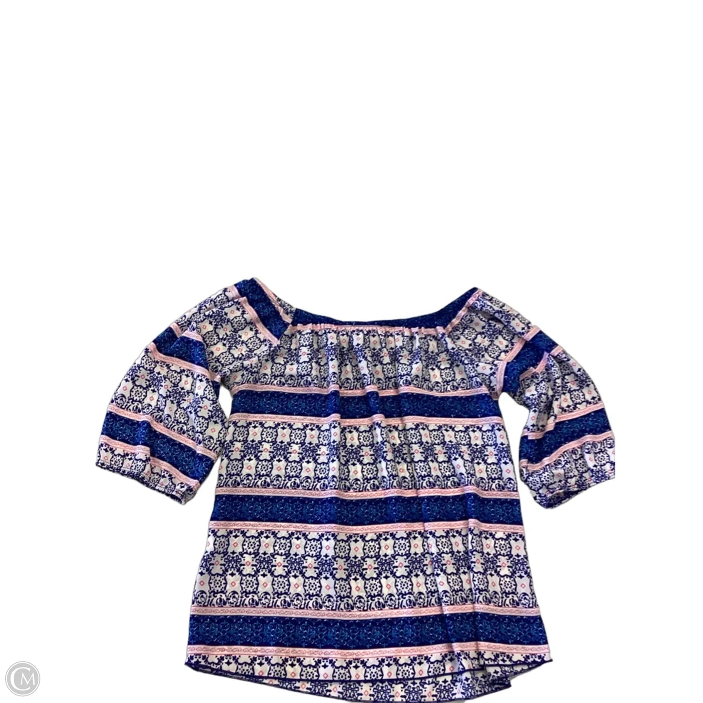 Top 3/4 Sleeve By Agaci In Blue, Size: L