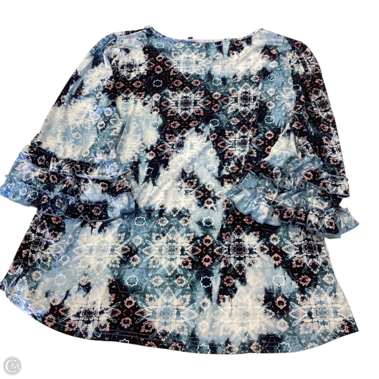 Top 3/4 Sleeve By Nina Leonard In Blue, Size: 3x