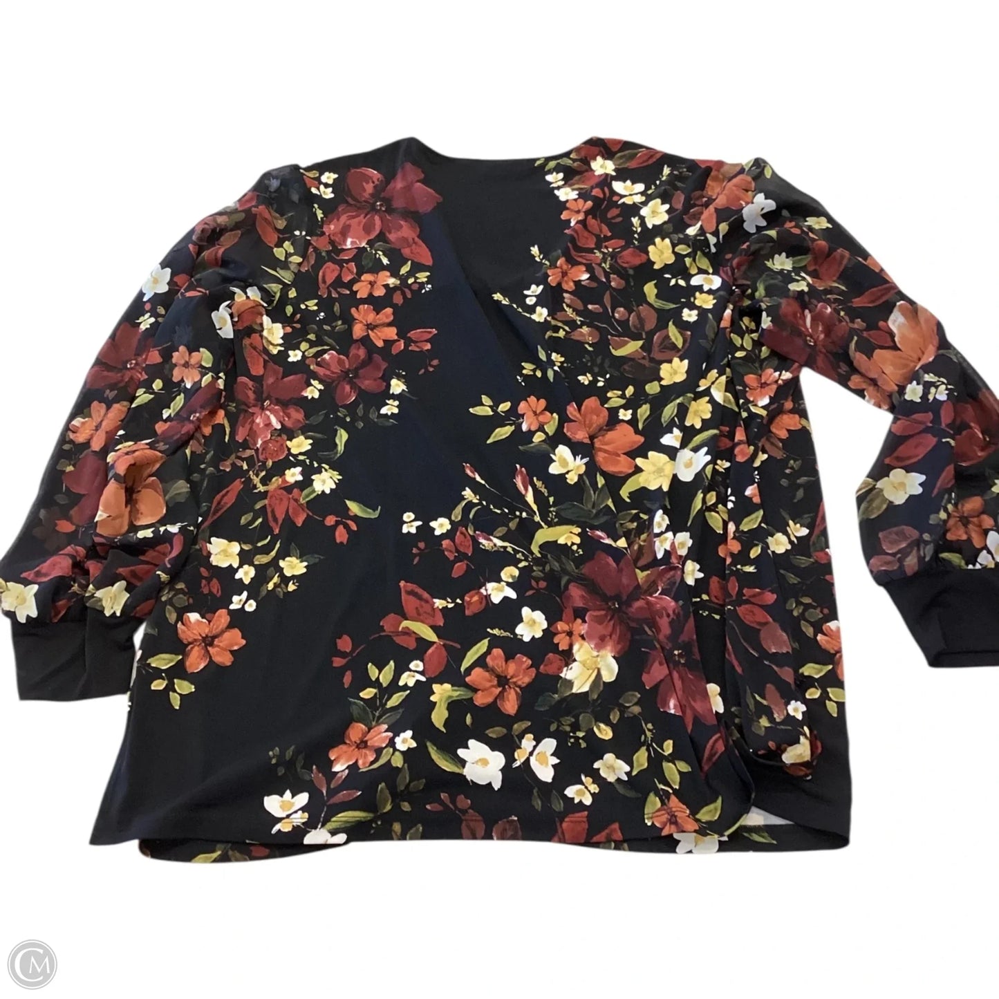 Top 3/4 Sleeve By Susan Graver In Floral Print, Size: 3x