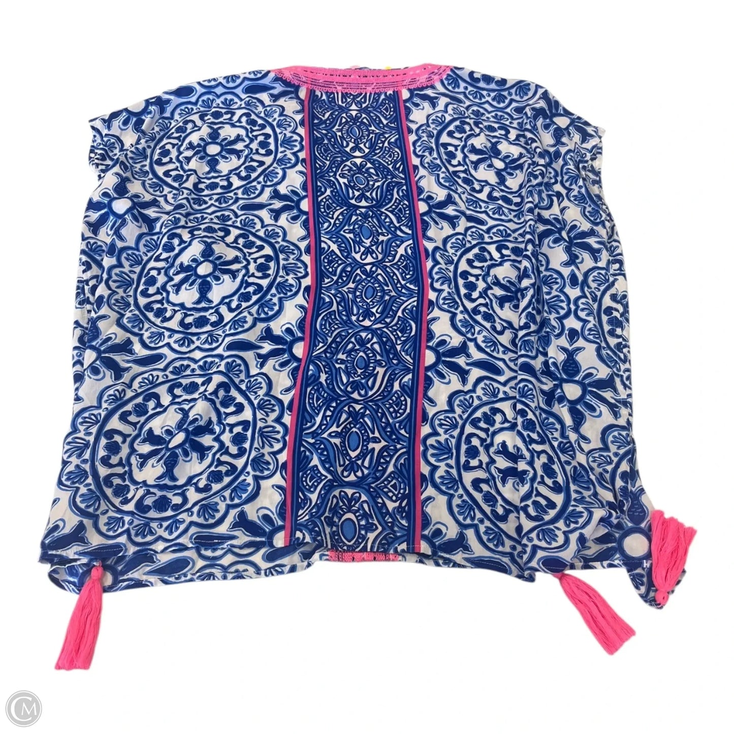 Top Short Sleeve Designer By Lilly Pulitzer In Blue & Pink, Size: S