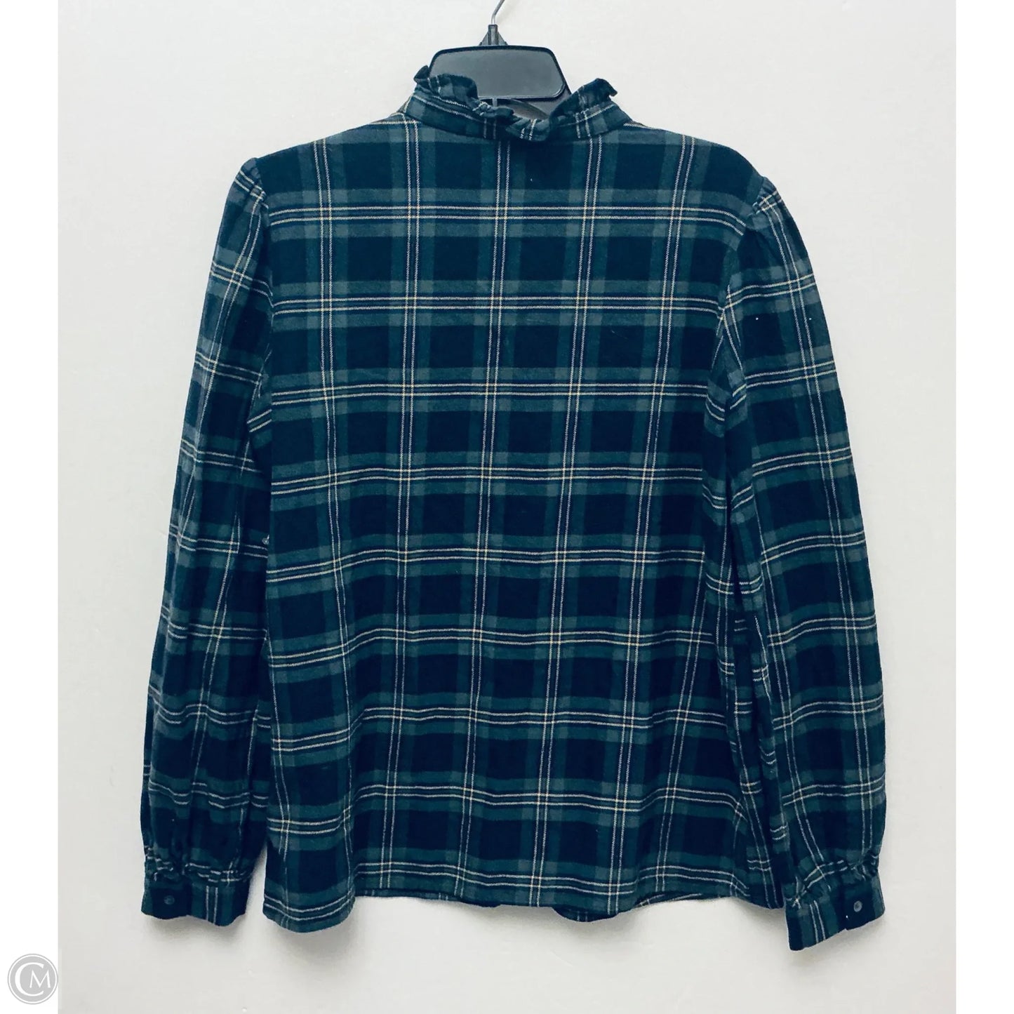 Top Long Sleeve By Banana Republic In Plaid Pattern, Size: L