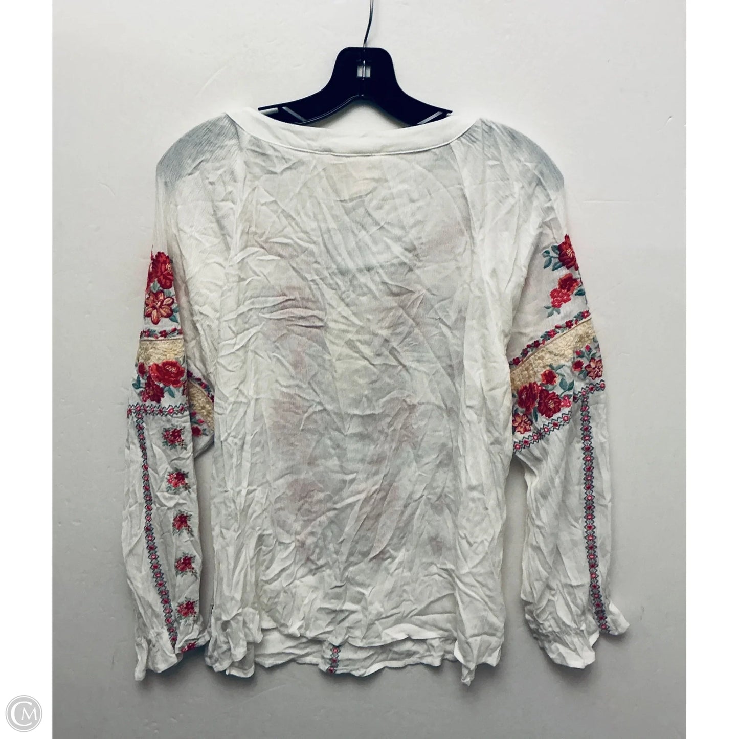 Top Long Sleeve By Savanna Jane In White, Size: L