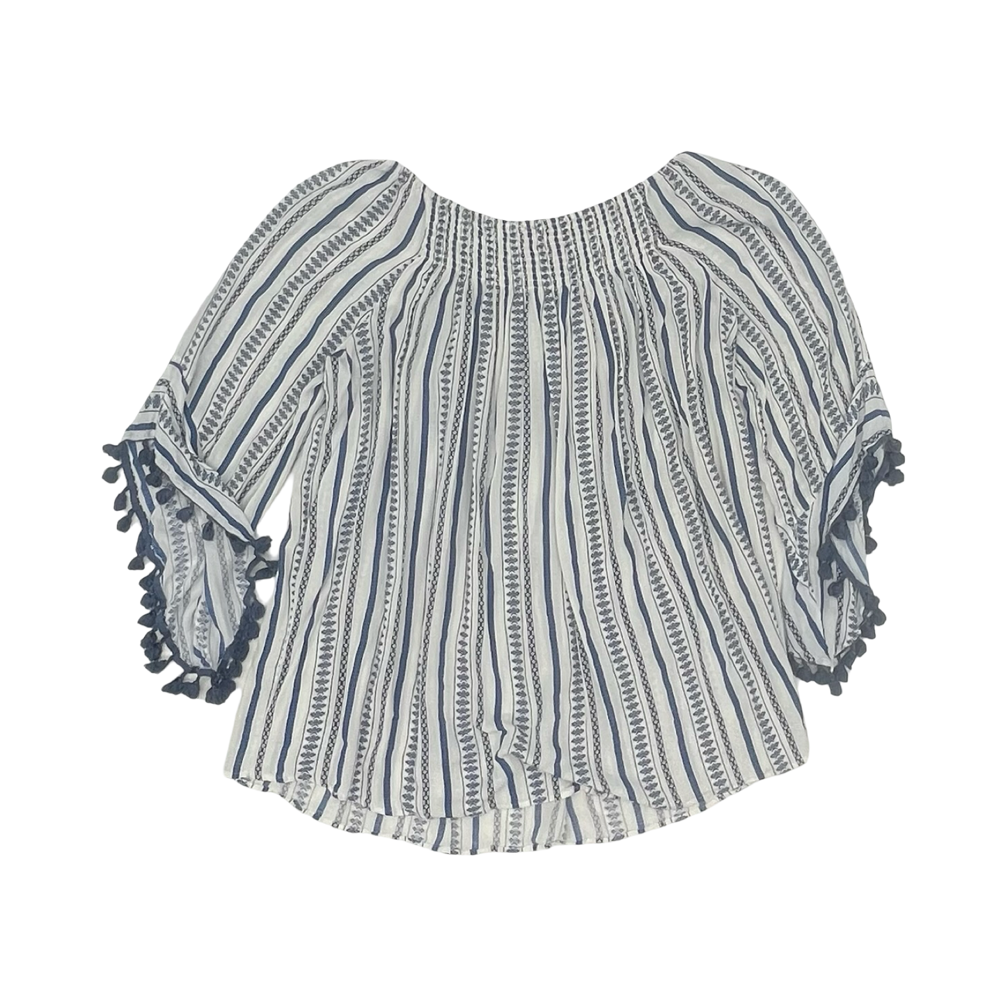 Blouse 3/4 Sleeve By Clothes Mentor In Blue & White, Size:3X