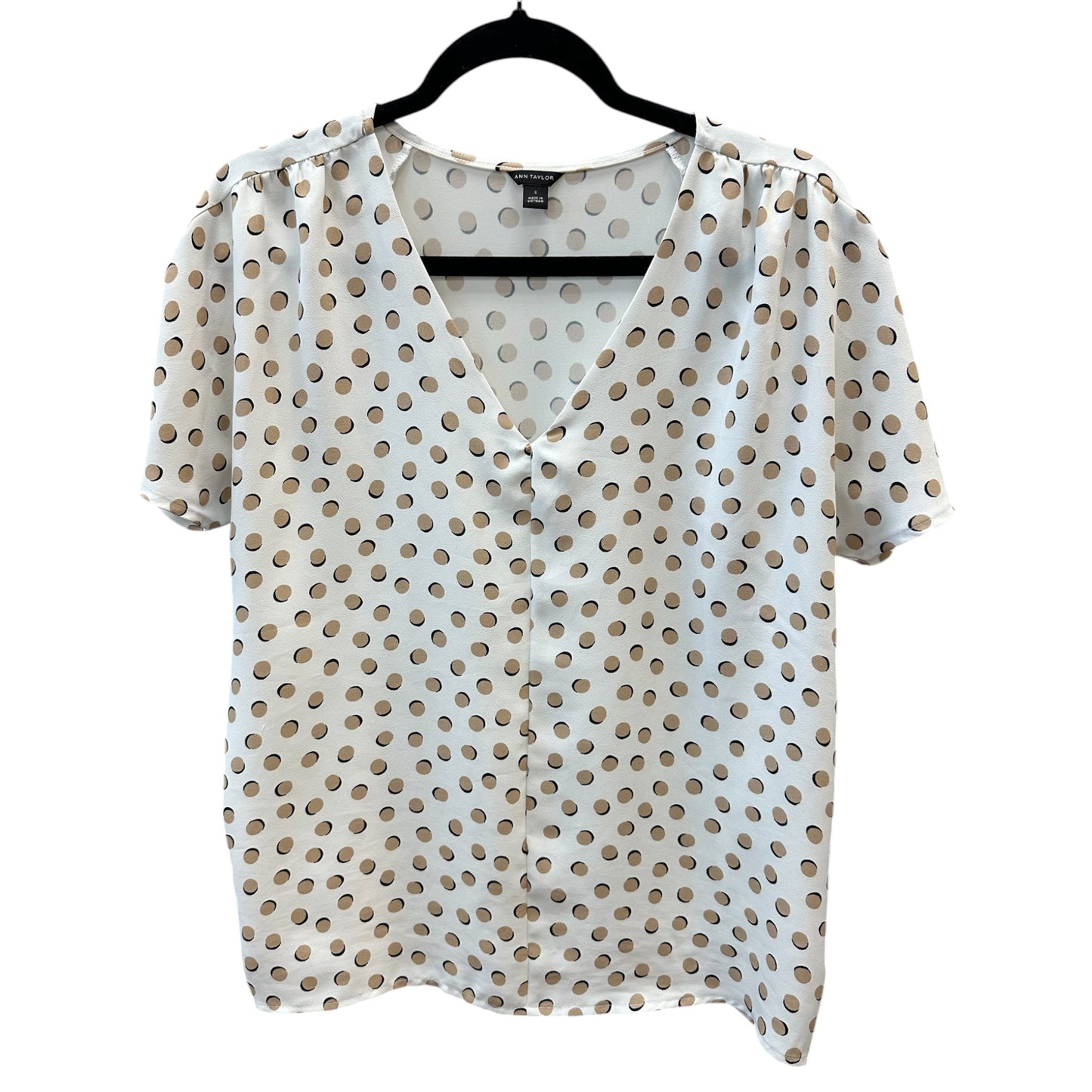 Blouse Ss By Ann Taylor In Cream & Tan, Size:S