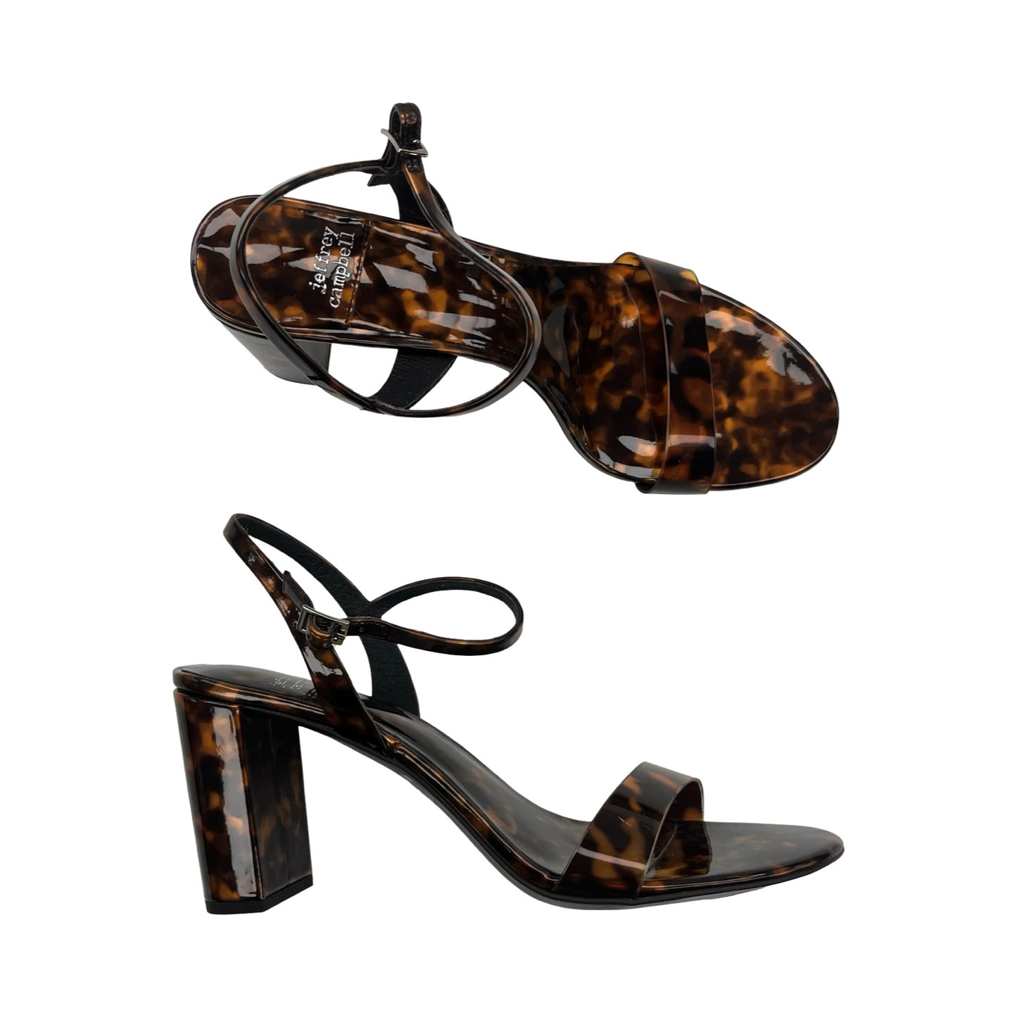 Sandals Heels Block By Jeffrey Campbell In Tortoise Shell Print, Size:8