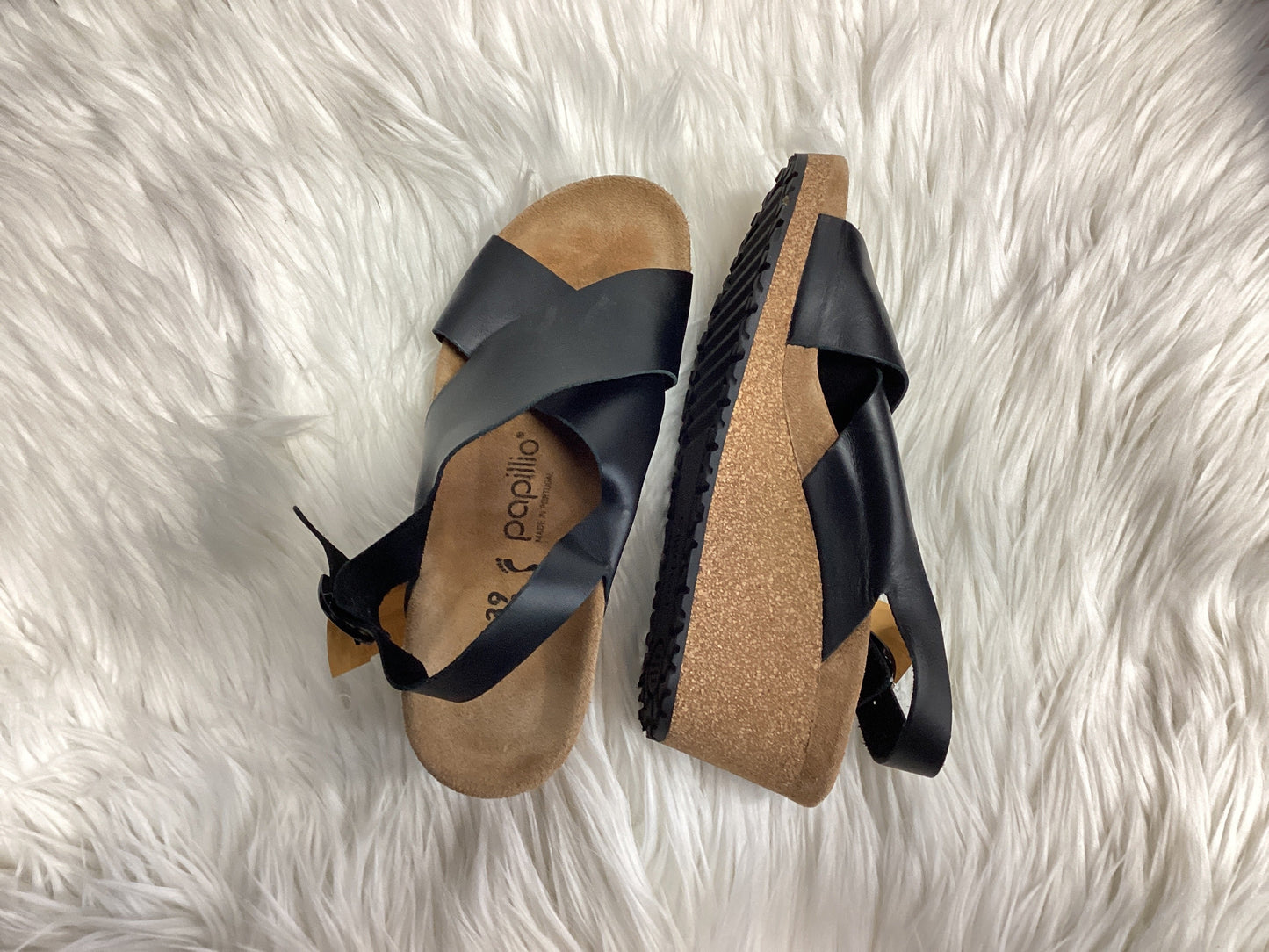 Sandals Heels Block By Birkenstock In Black & Tan, Size:8