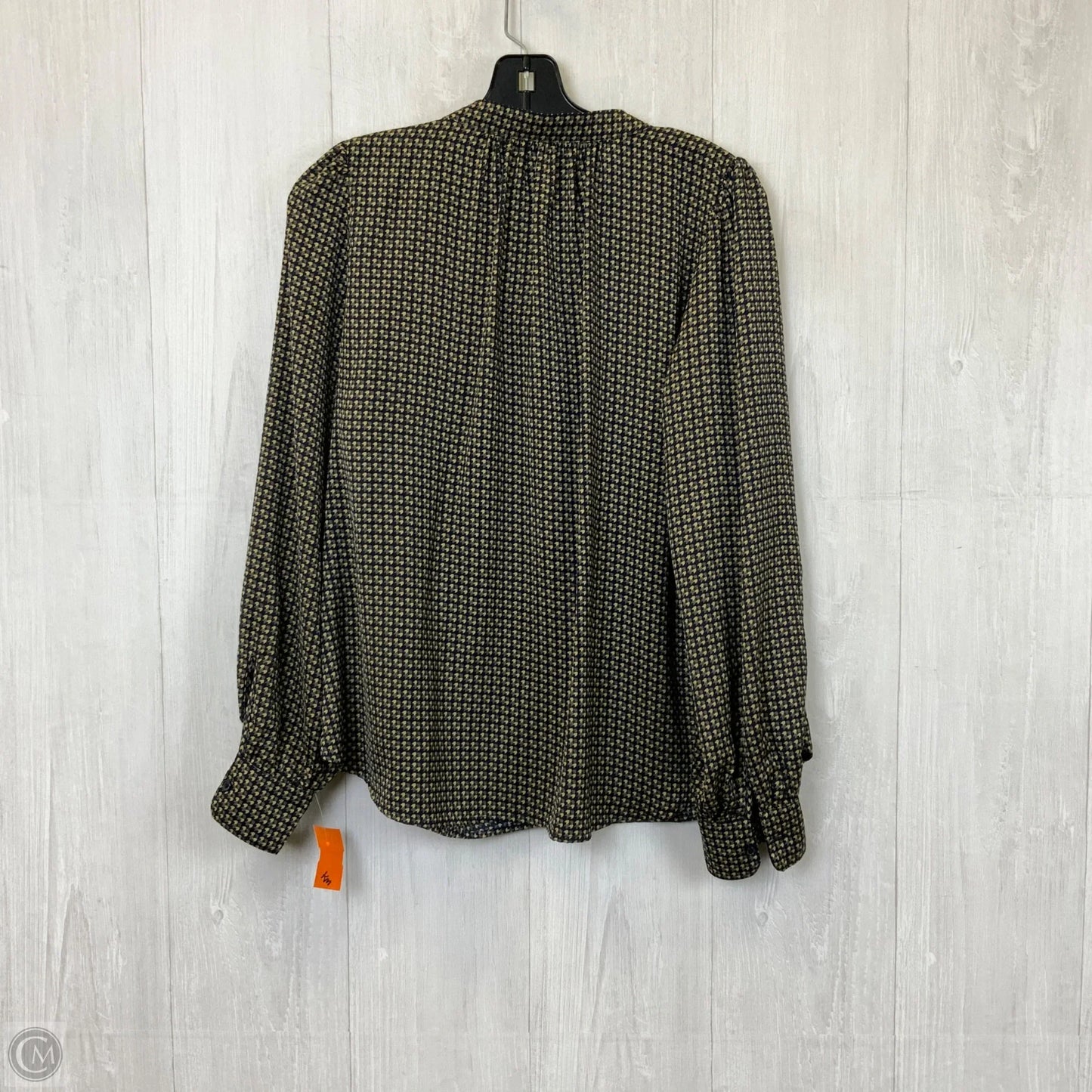 Blouse Long Sleeve By Banana Republic In Blue & Tan, Size: M