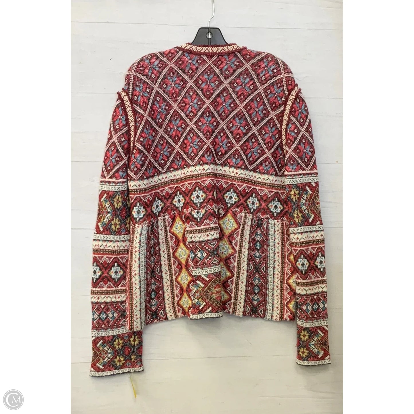 Sweater Cardigan By Peck And Peck In Red & White, Size: Xl