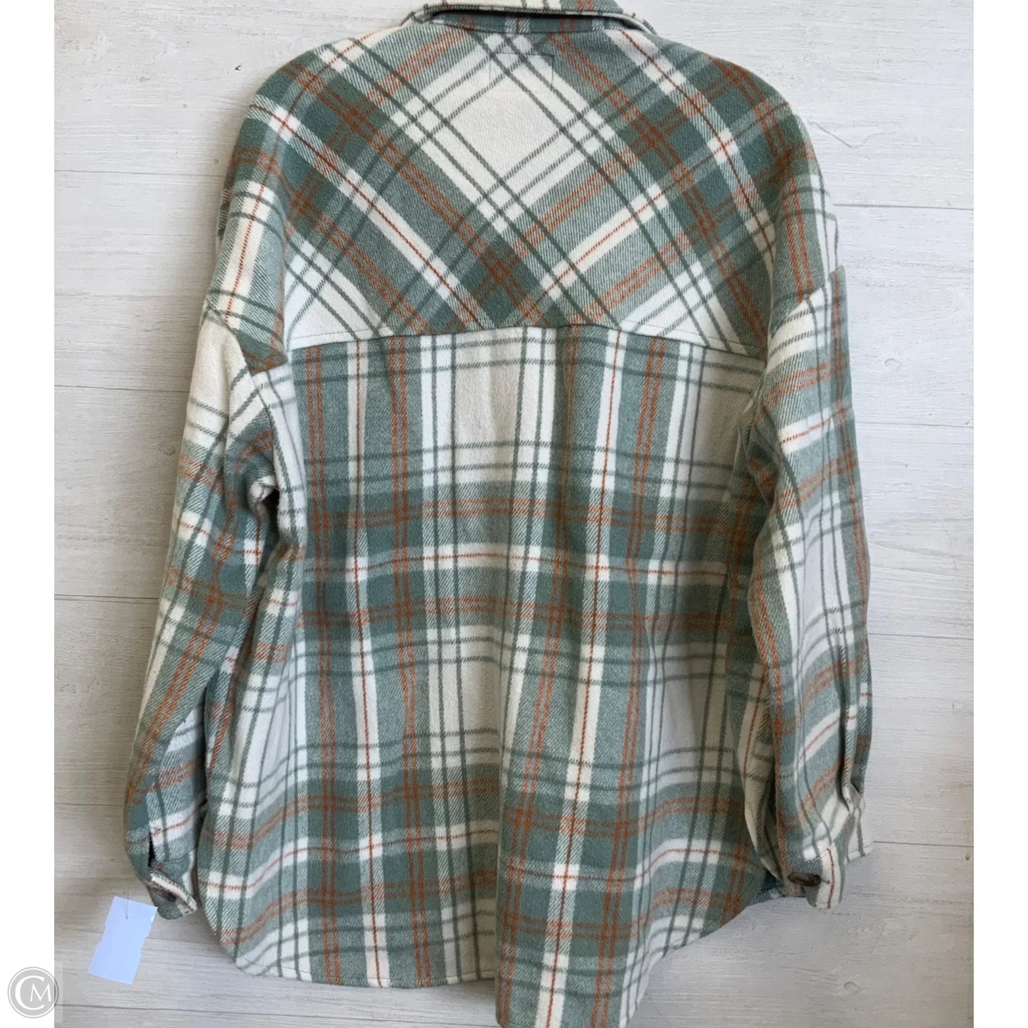 Jacket Shirt By Timing In Green & White, Size: M