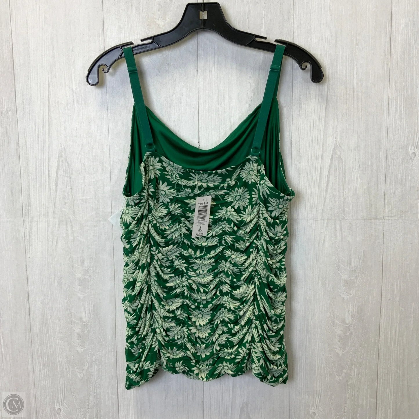 Top Sleeveless By Torrid In Green & White, Size: 2x