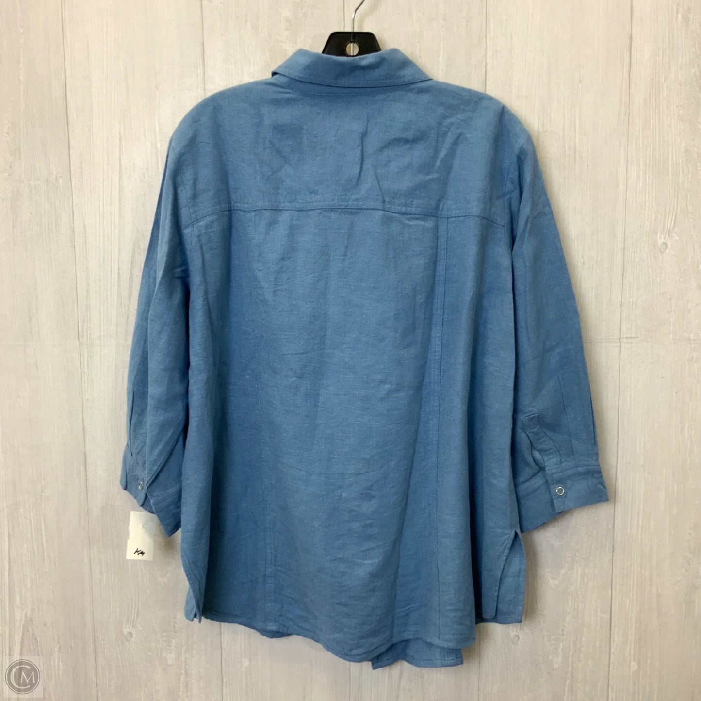 Blouse 3/4 Sleeve By Coldwater Creek In Blue Denim, Size: 1x