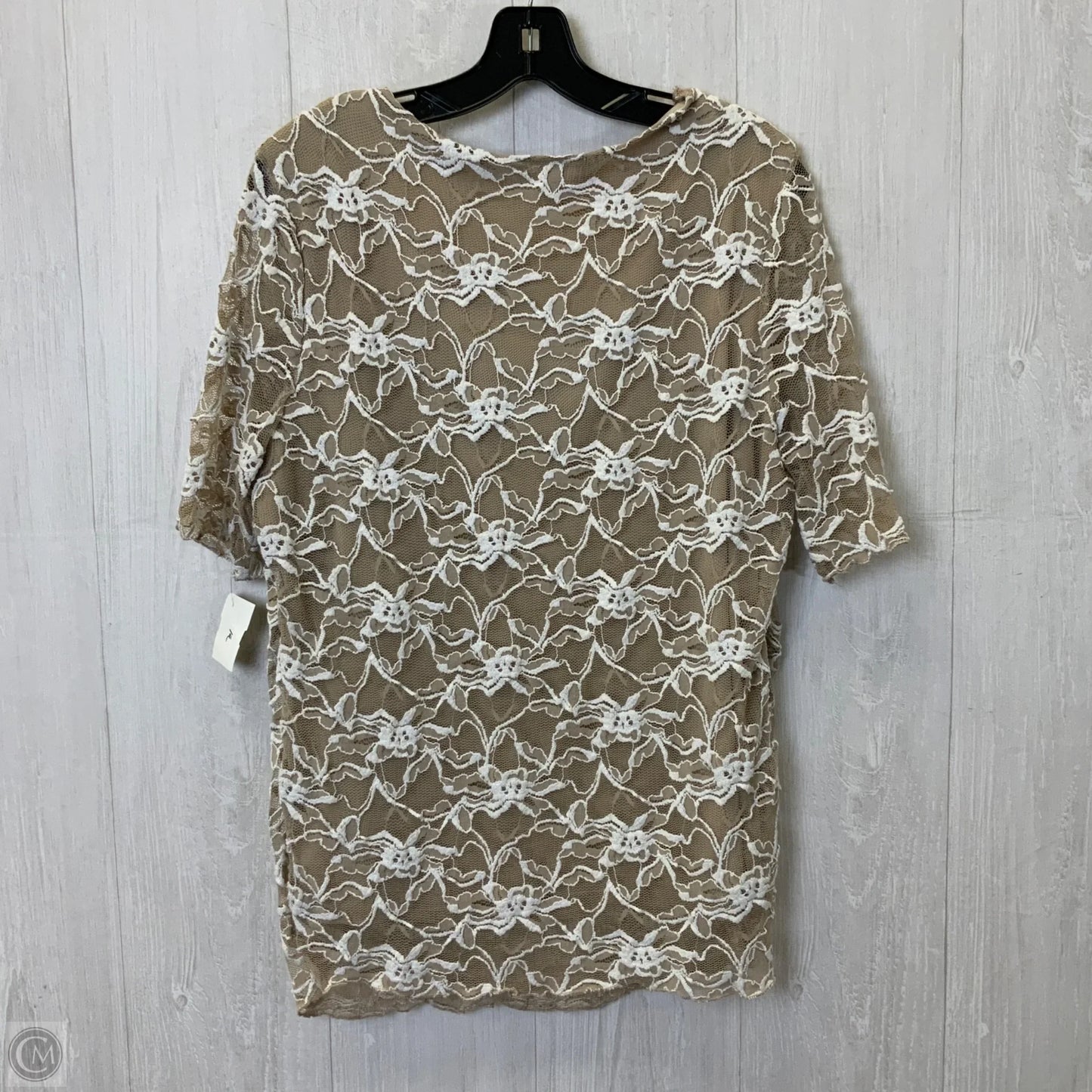 Tunic Short Sleeve By Dressbarn In Tan & White, Size: Xl