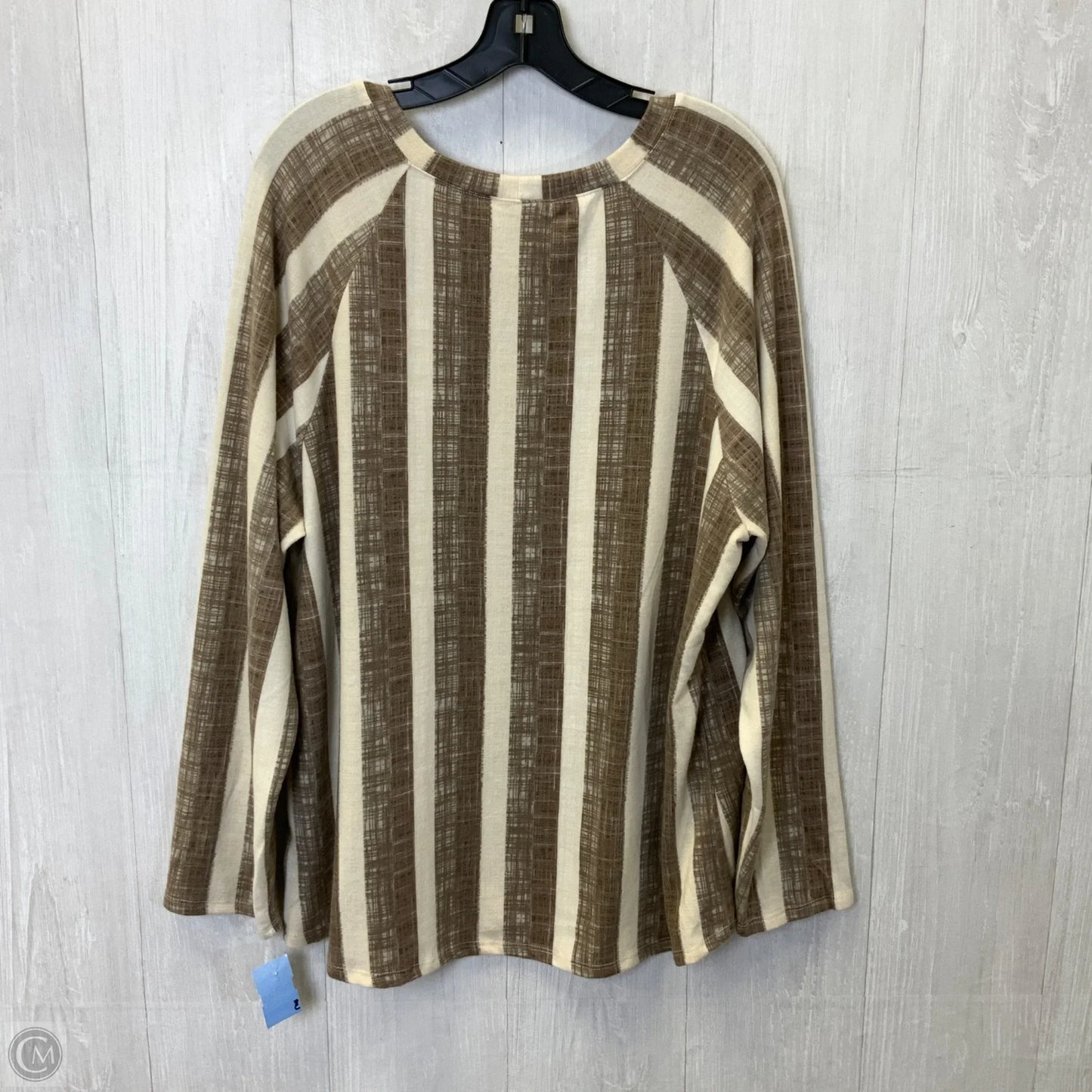 Top Long Sleeve By Tru Self In Striped Pattern, Size: 2x