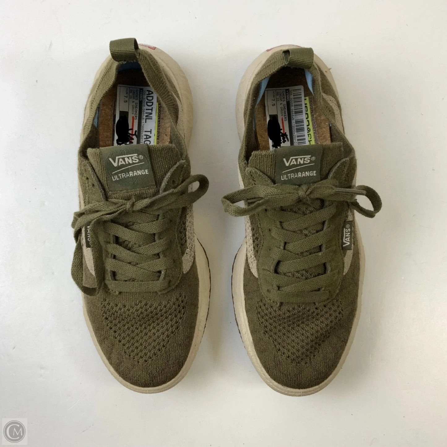 Shoes Sneakers By Vans In Cream & Green, Size: 7.5