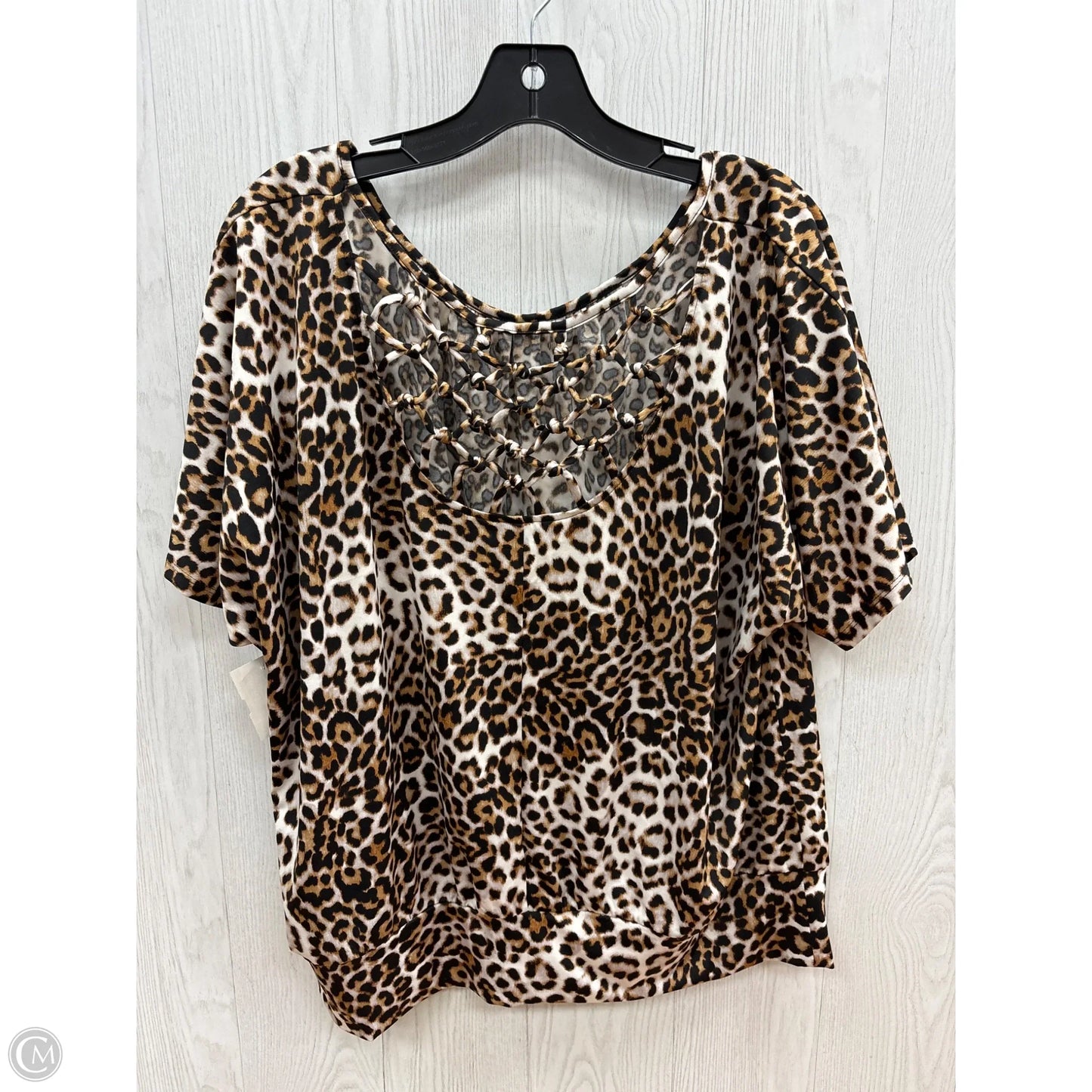 Top Short Sleeve By Agb In Animal Print, Size: 2x