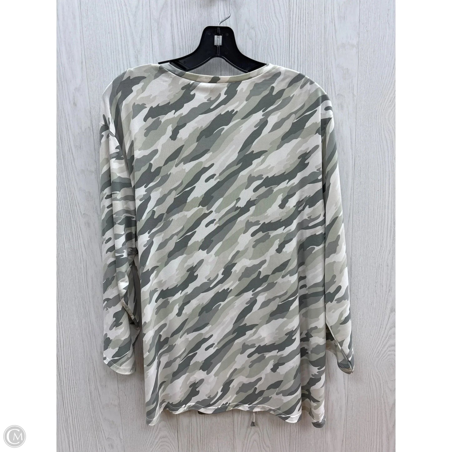 Top 3/4 Sleeve By Cato In Camoflauge, Size: 2x