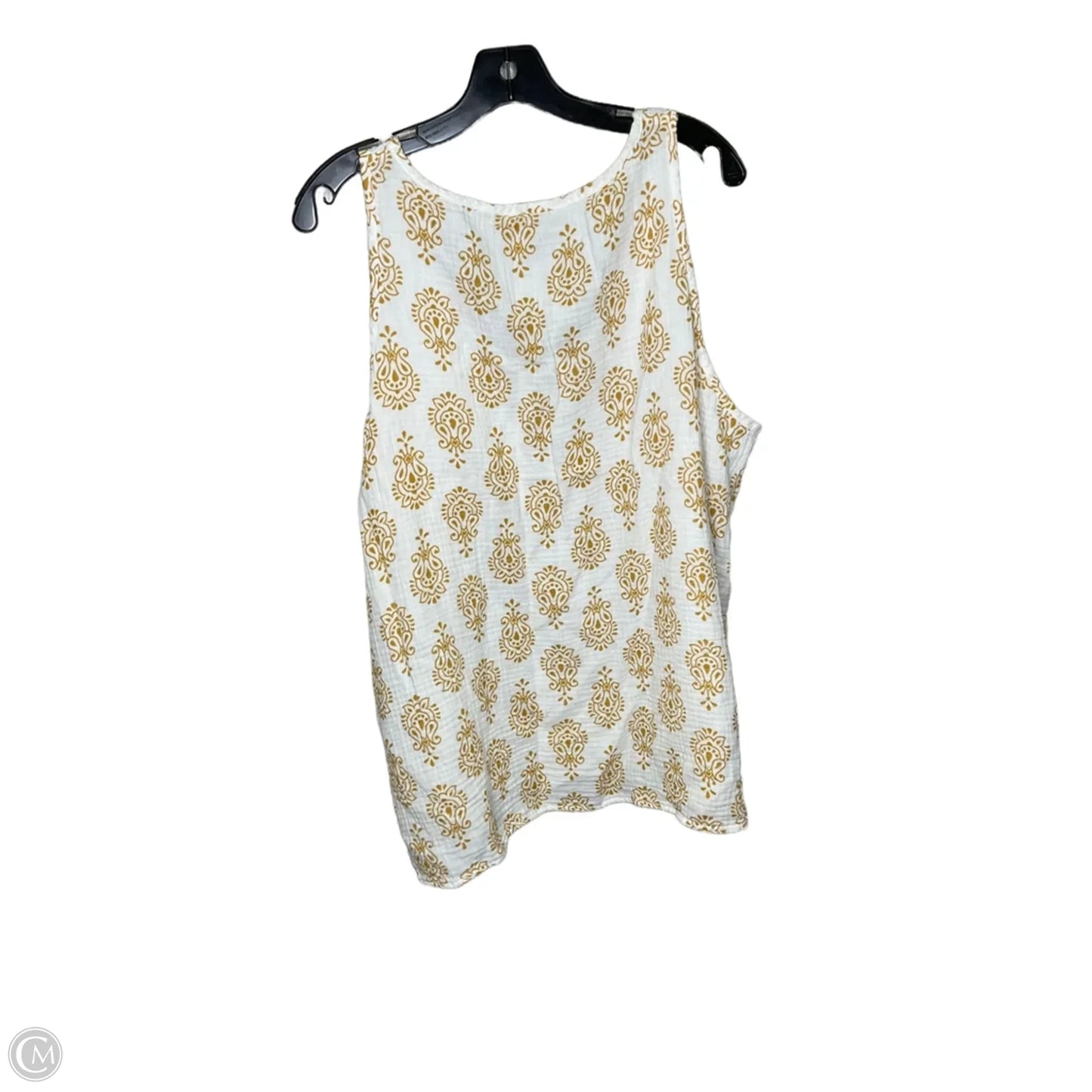 Top Sleeveless By Soft Surroundings In White & Yellow, Size: 3x