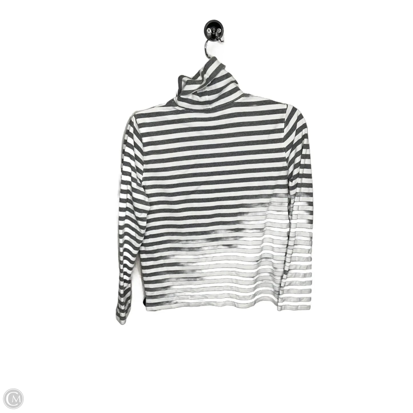 Top Long Sleeve By Liz Claiborne In Grey & White, Size: L