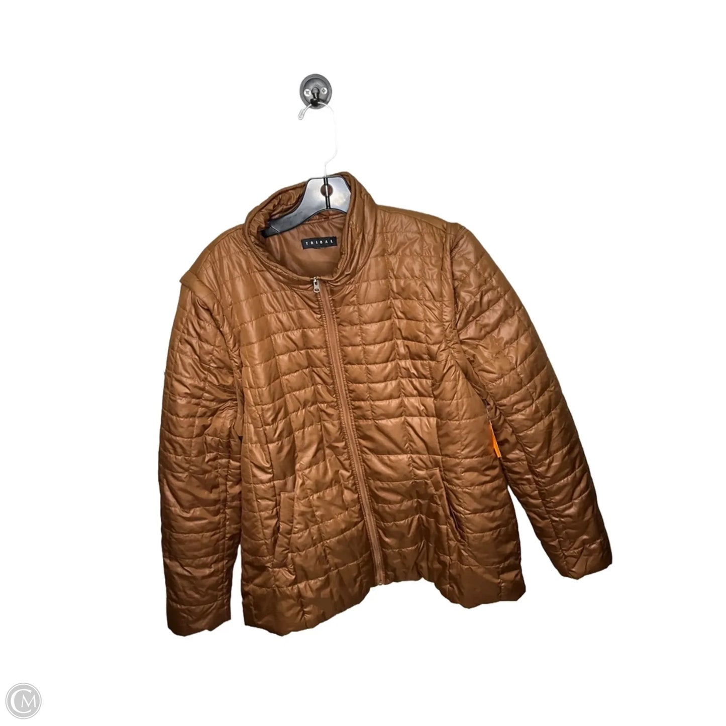 Jacket Puffer & Quilted By Tribal In Brown, Size: L