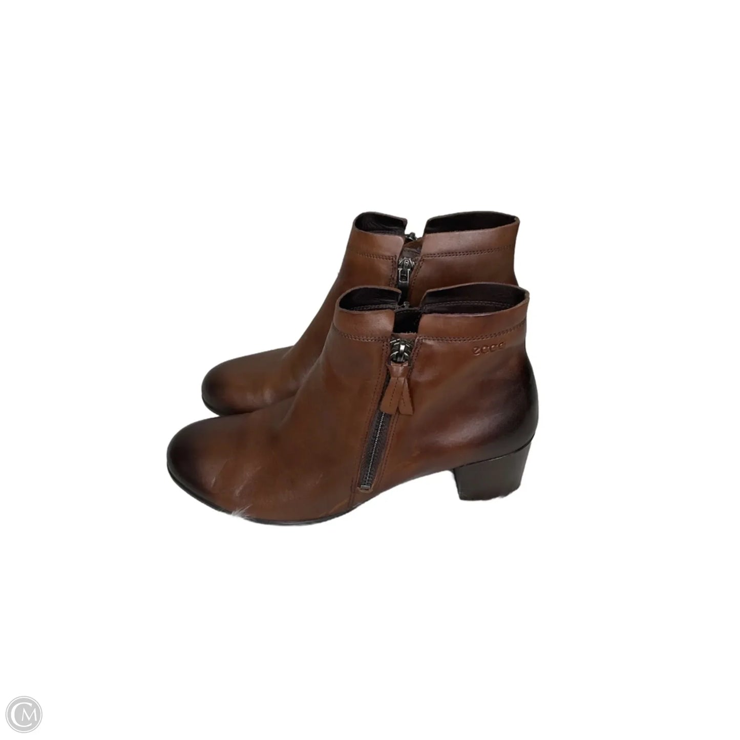 Boots Ankle Heels By Ecco In Brown, Size: 7