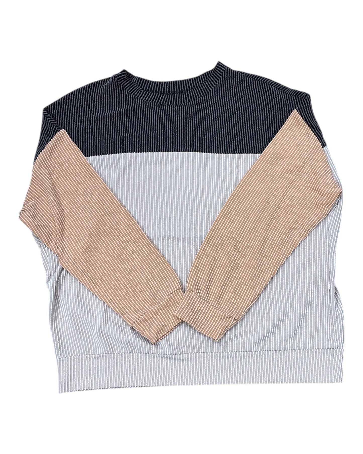 Top Ls By Clothes Mentor In Black & Tan, Size:L