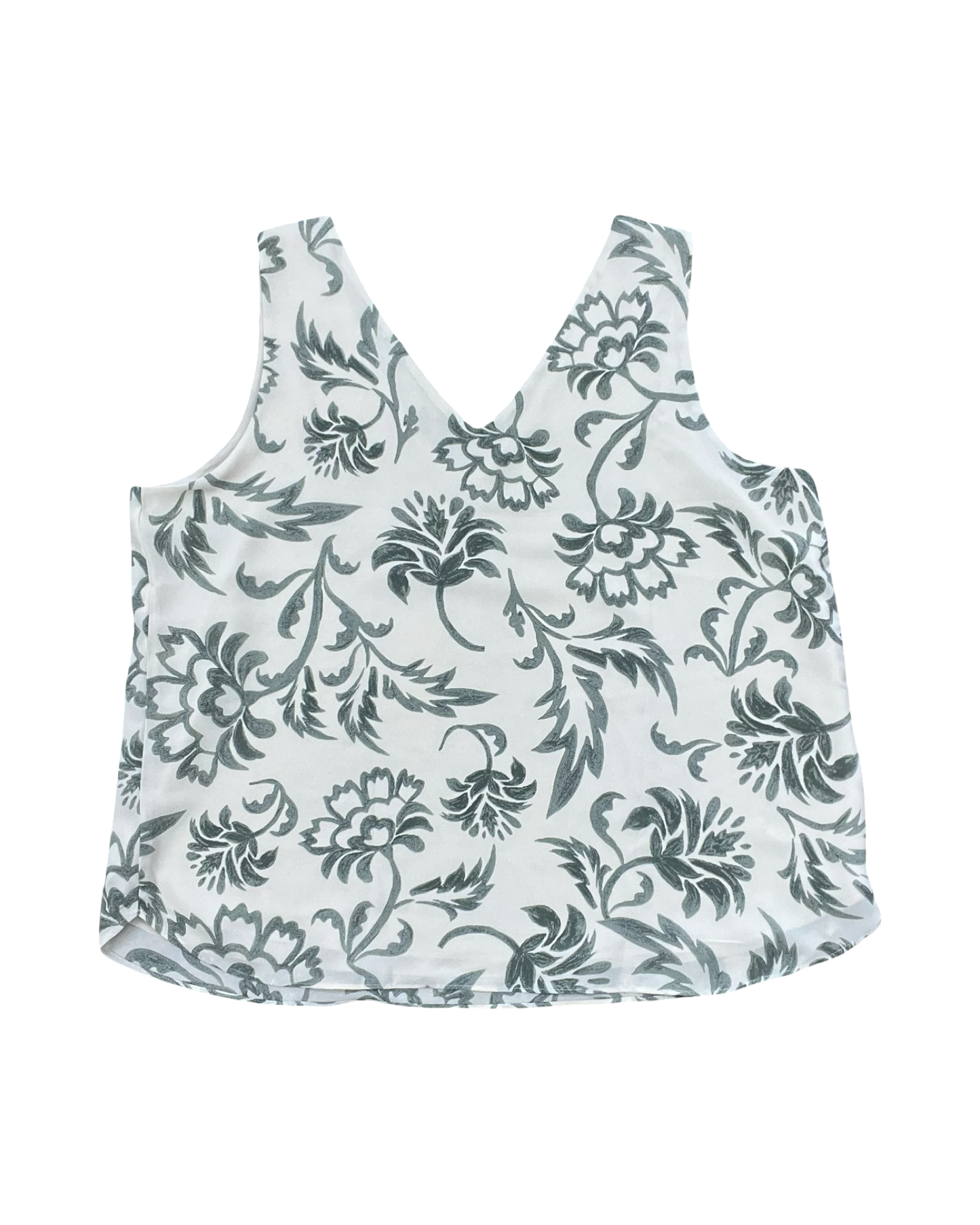 Top Sleeveless By Loft In Cream & Green, Size:1X
