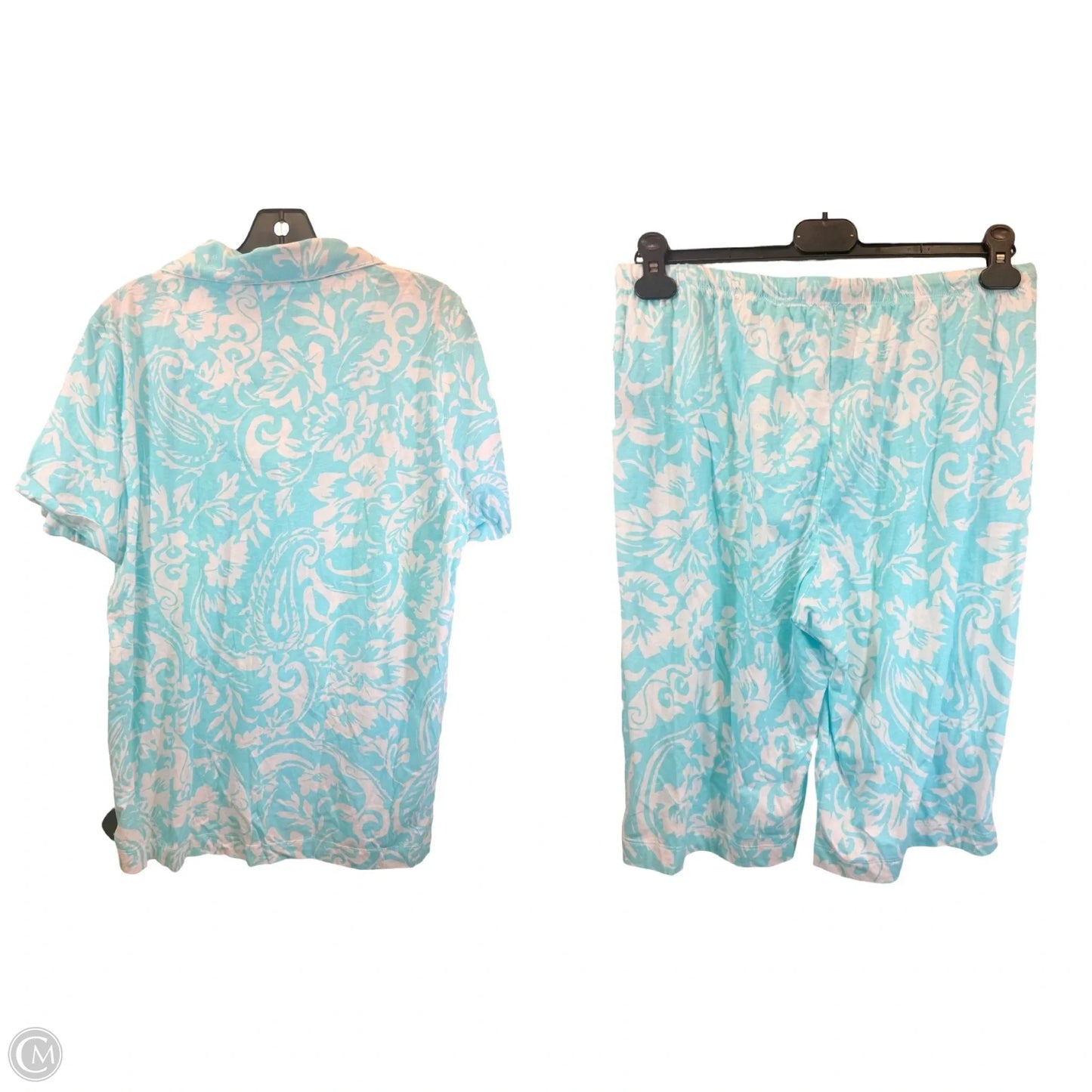 Pajamas 2pc By Lauren By Ralph Lauren In Blue & White, Size: L