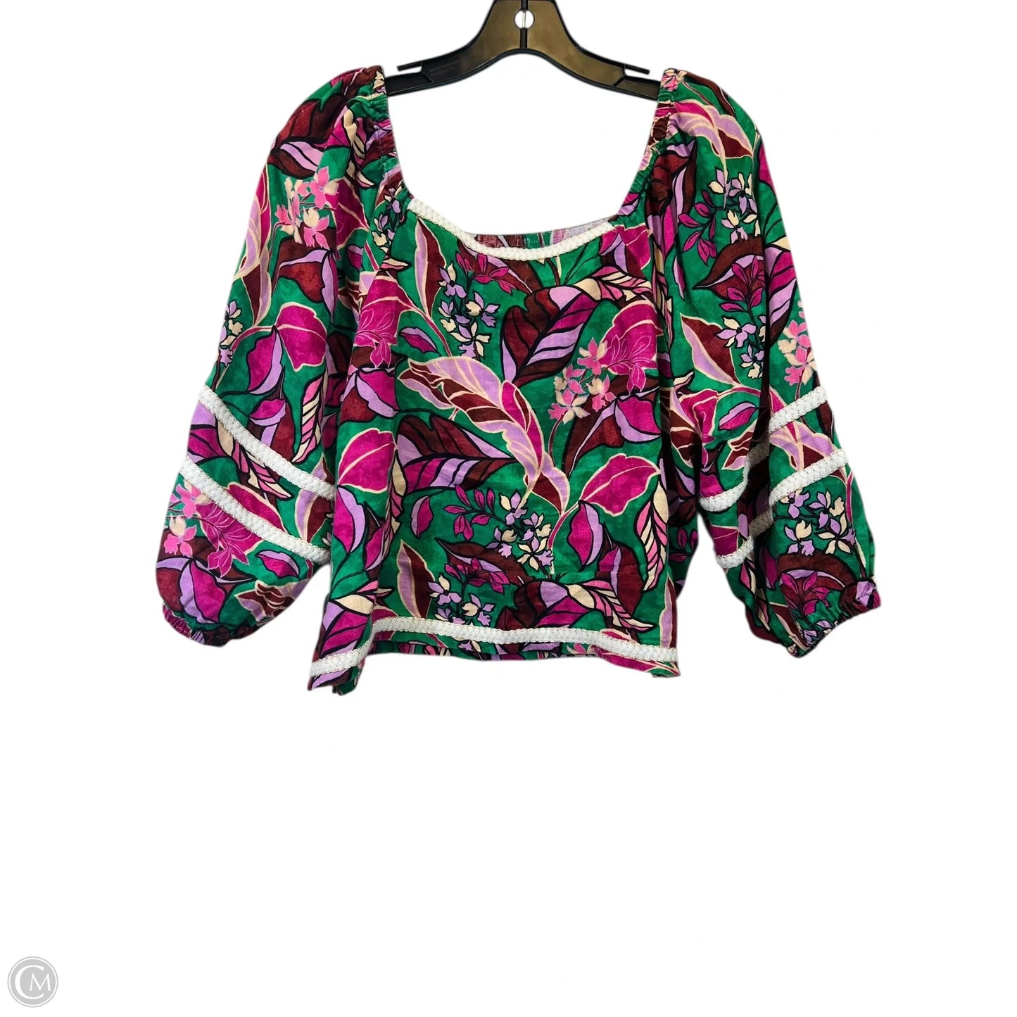 Top Short Sleeve By Cynthia Rowley In Green & Pink, Size: L