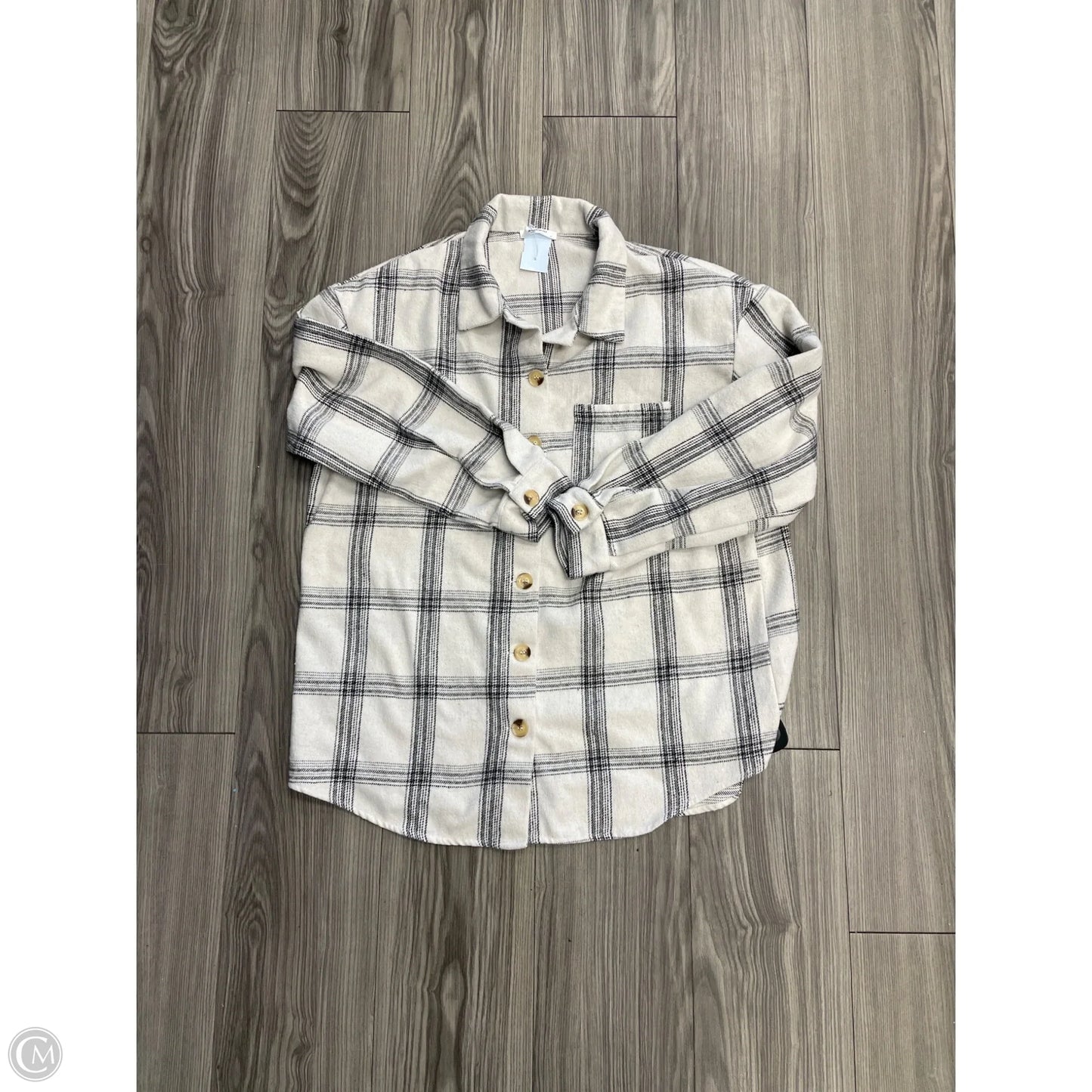 Jacket Shirt By Zeagoo In Grey & White, Size: Xl