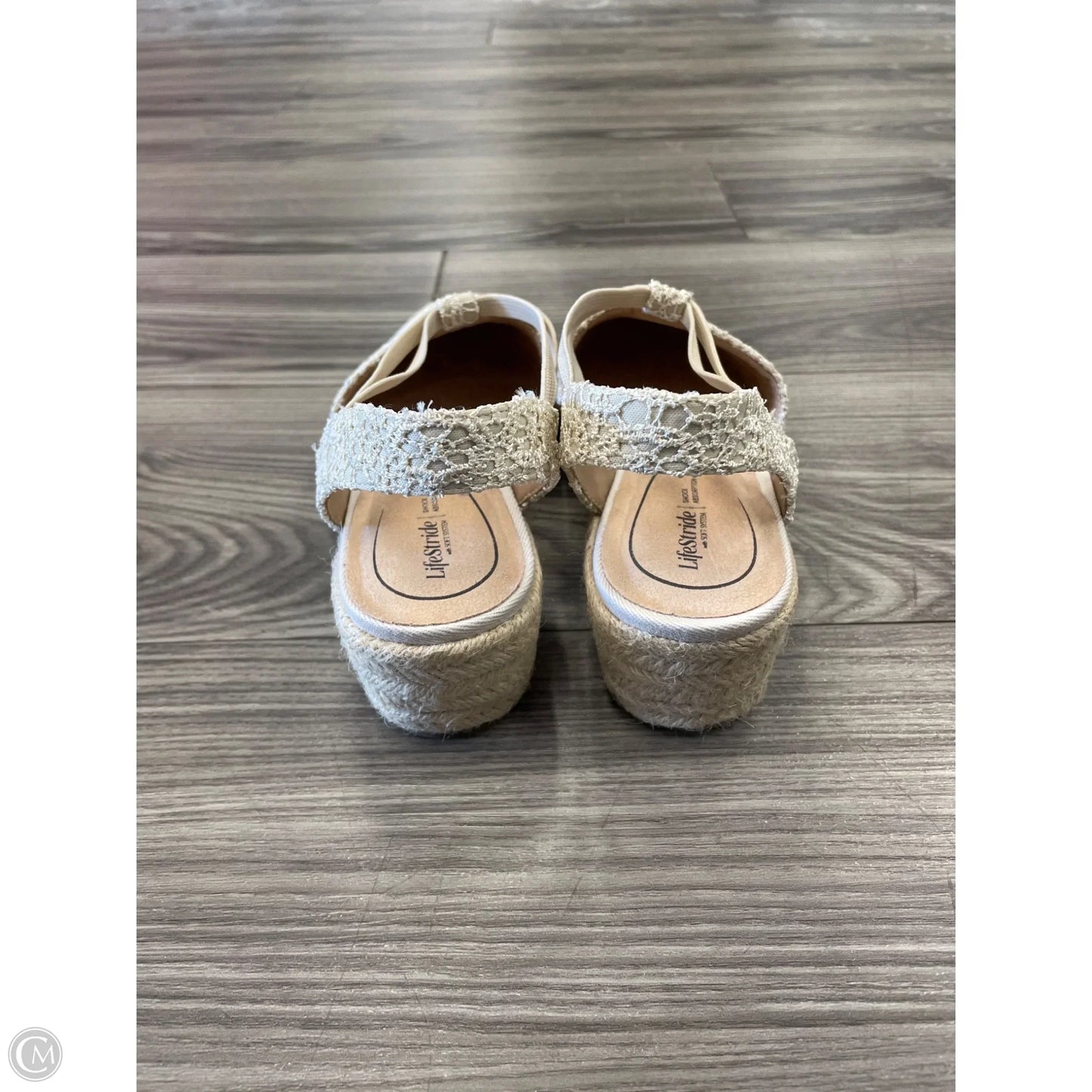 Sandals Heels Wedge By Life Stride In Cream, Size: 7