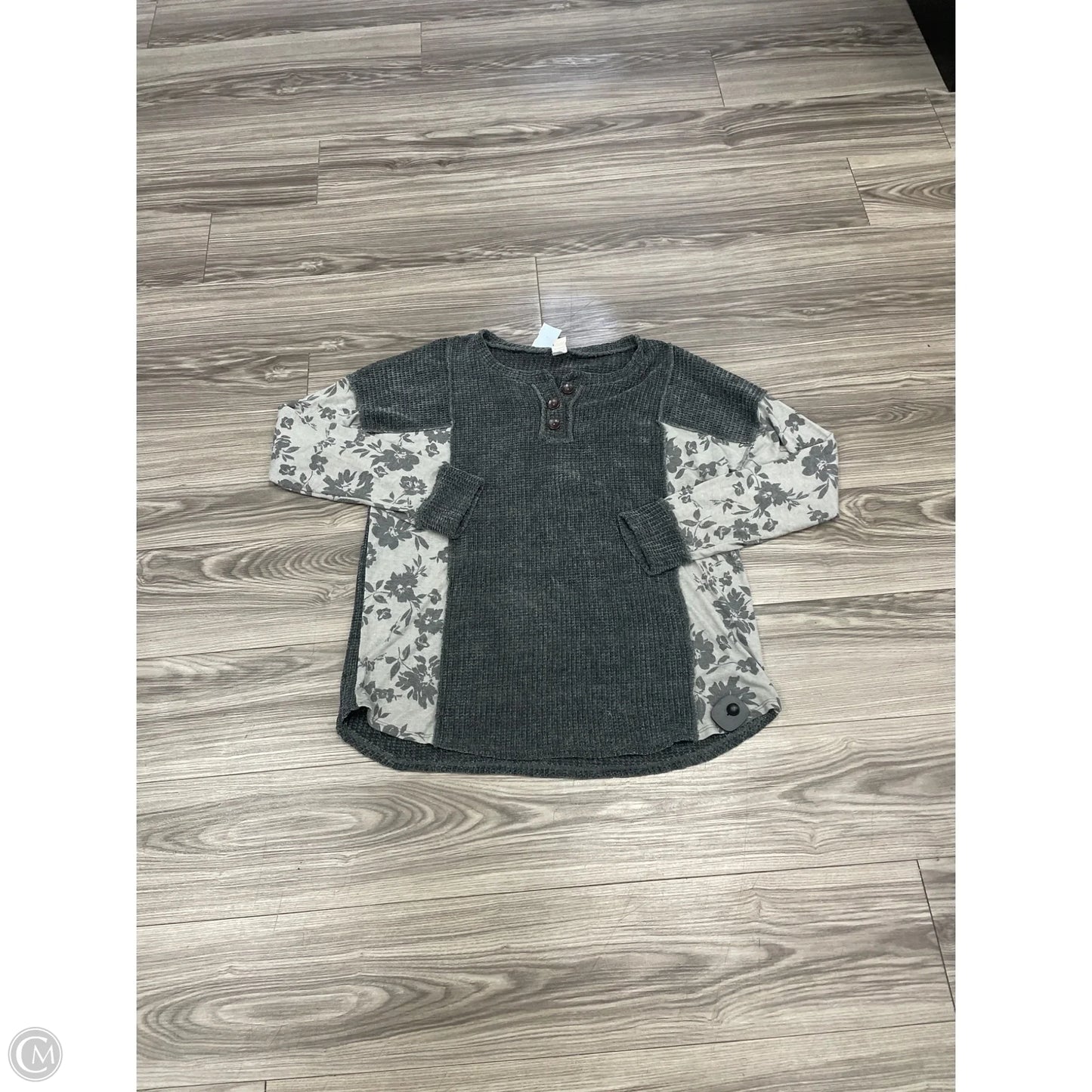 Top Long Sleeve By Free People In Grey & White, Size: 1x