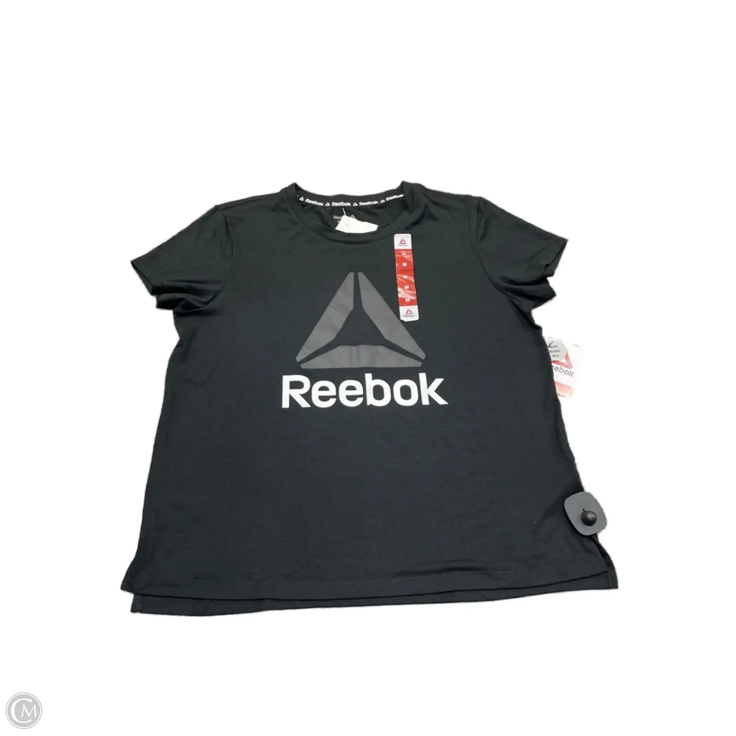 Athletic Top Short Sleeve By Reebok In Black, Size: M