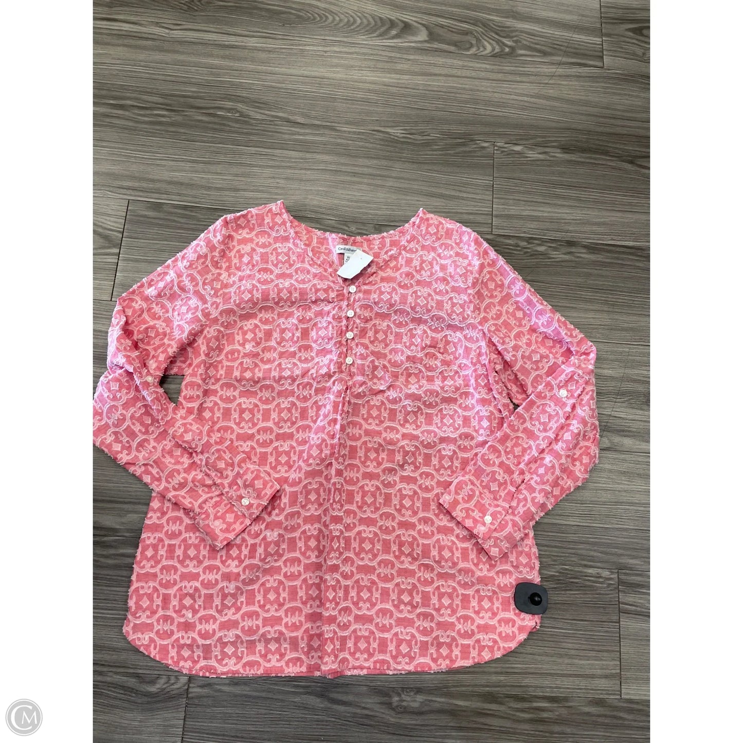 Top Long Sleeve By Croft And Barrow In Coral, Size: Xl