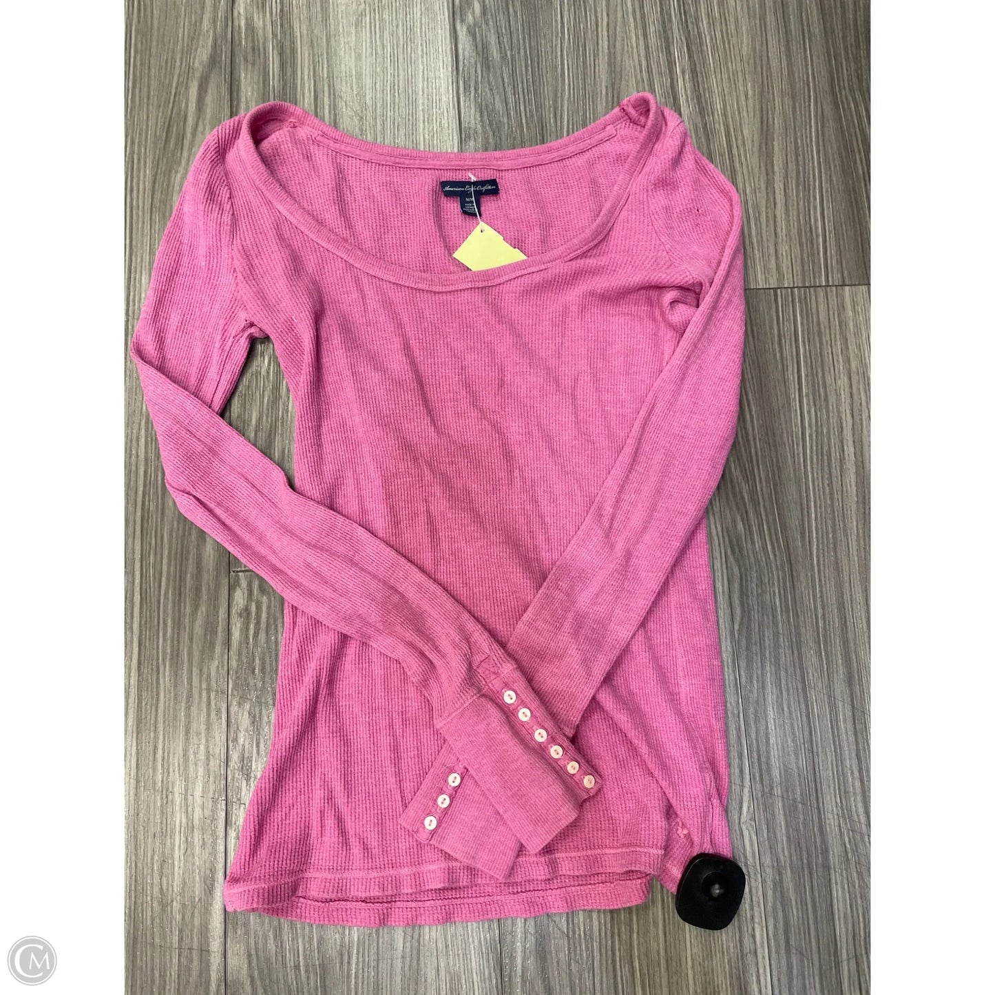 Top Long Sleeve Basic By American Eagle In Pink, Size: M