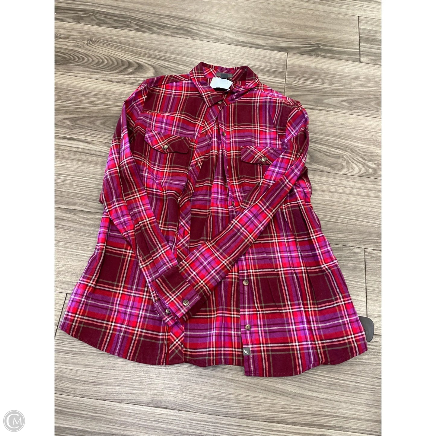 Top Long Sleeve By Eddie Bauer In Plaid Pattern, Size: L