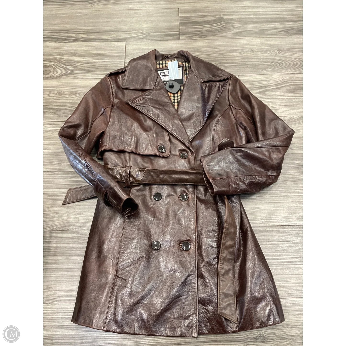 Jacket Leather By Clothes Mentor In Brown, Size: M
