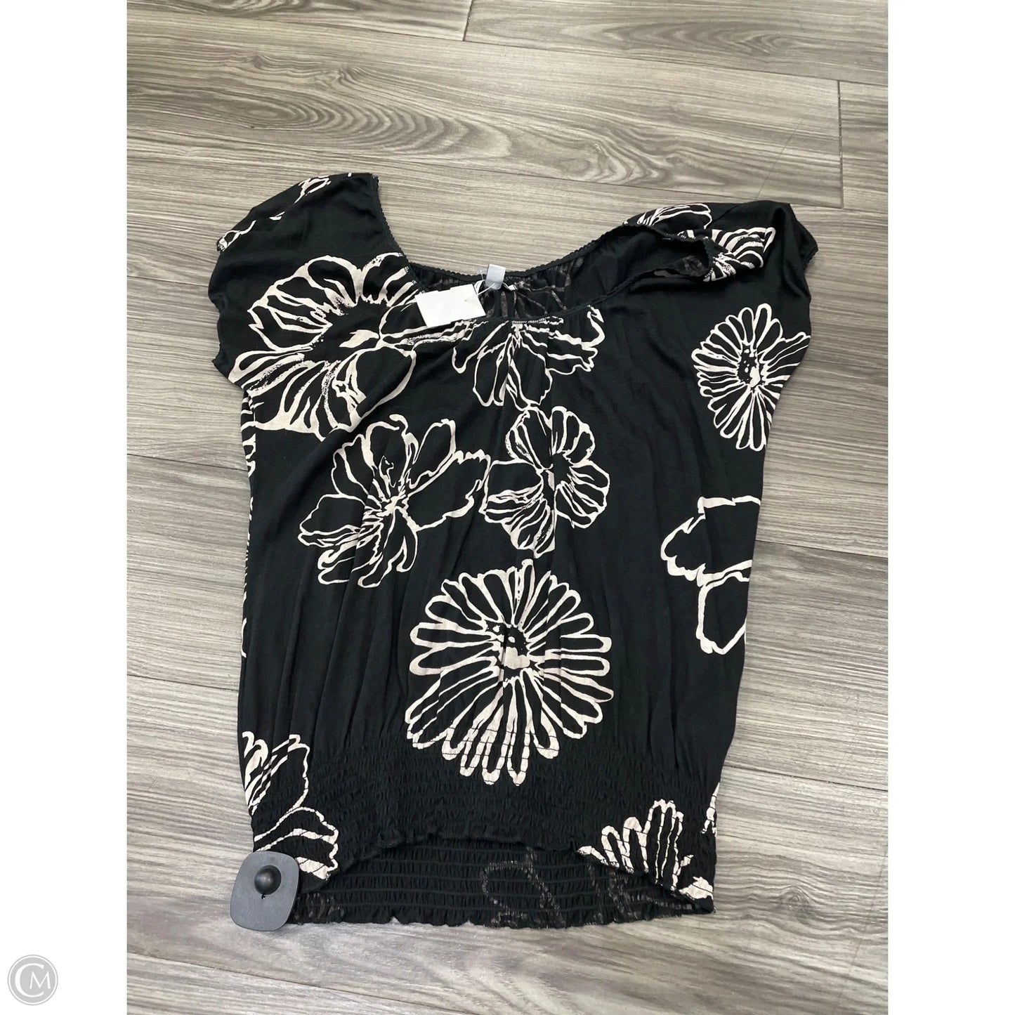 Top Short Sleeve By American Eagle In Black & Tan, Size: L