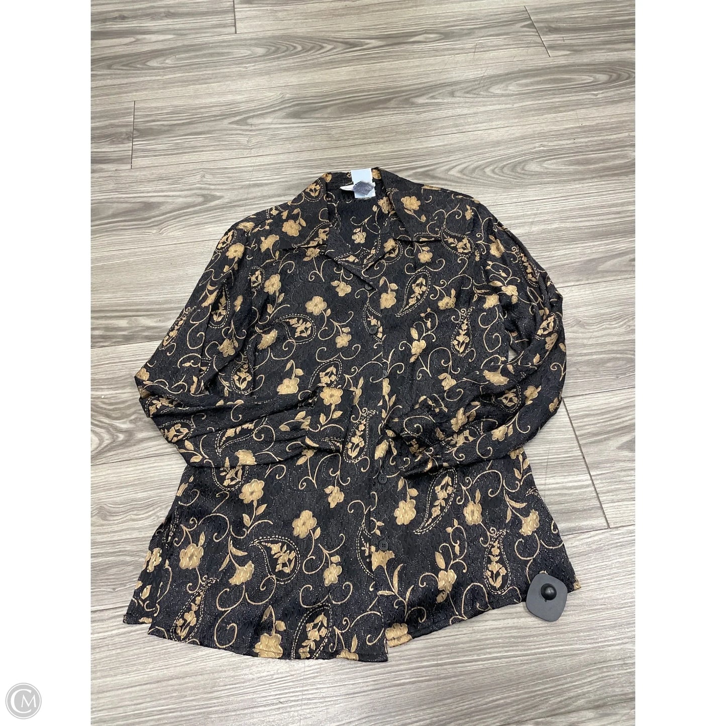 Top Long Sleeve By Anna And Frank In Black & Gold, Size: S