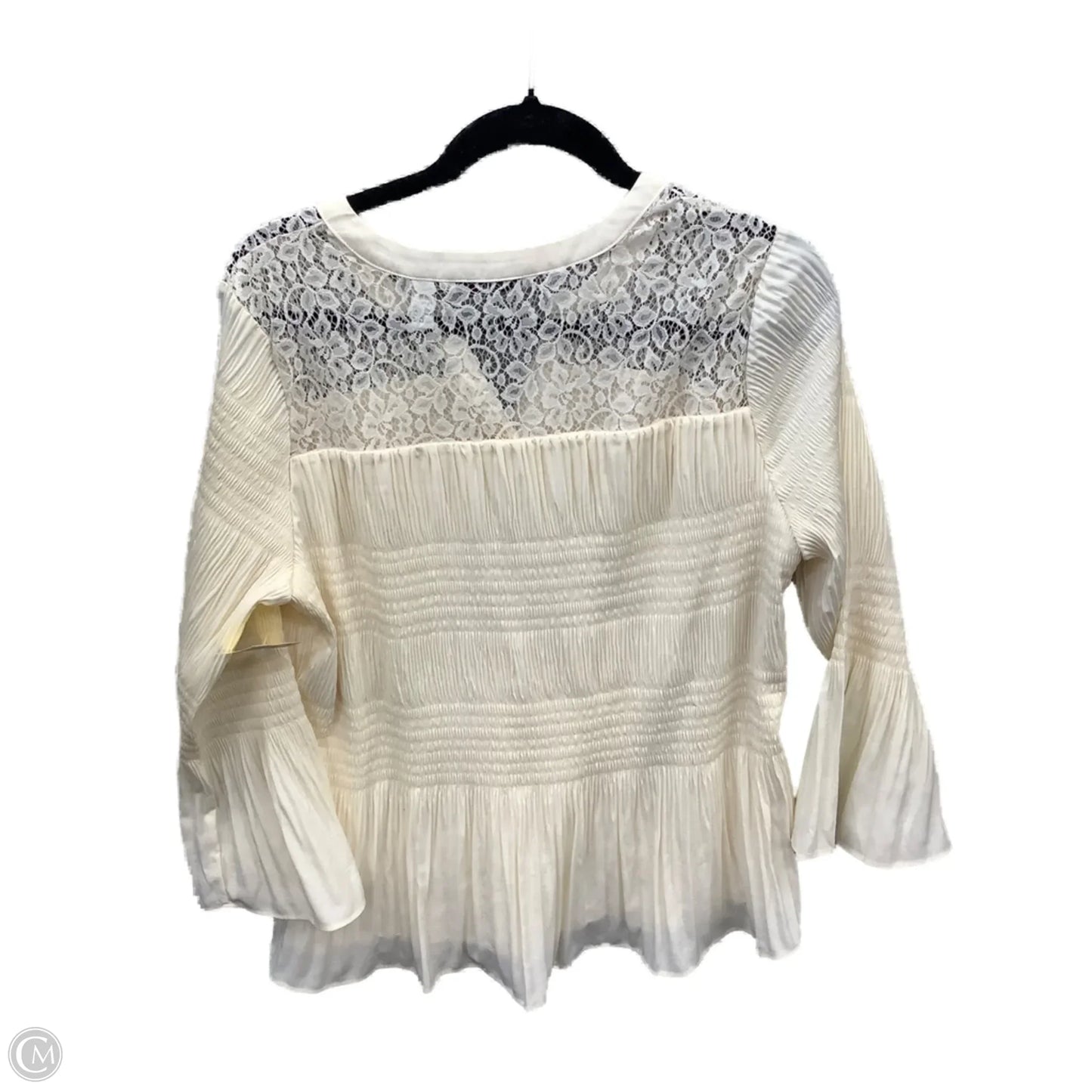 Blouse Long Sleeve By Isaac Mizrahi Live Qvc In Cream, Size: Mp