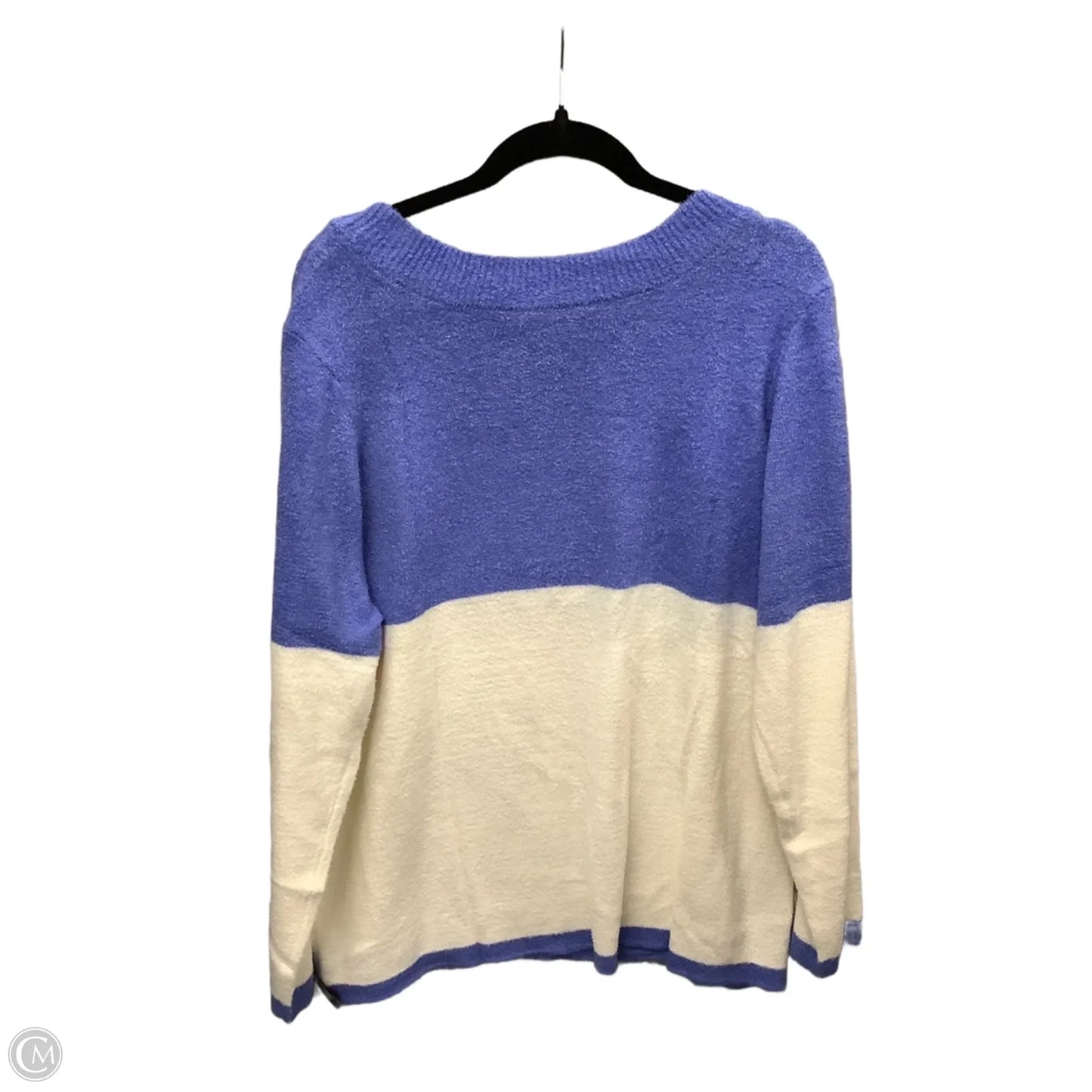 Sweater By Peace Love World In Blue & White, Size: 2x